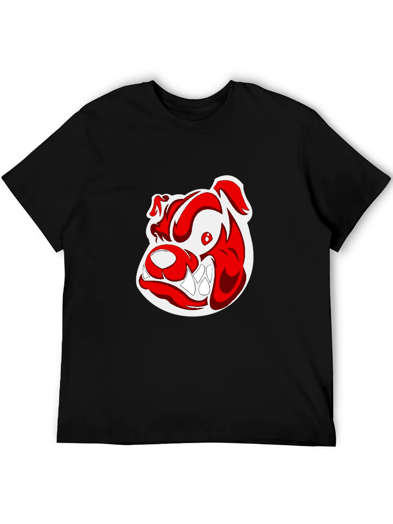 Black T-Shirt with Cartoon Bulldog Graphic