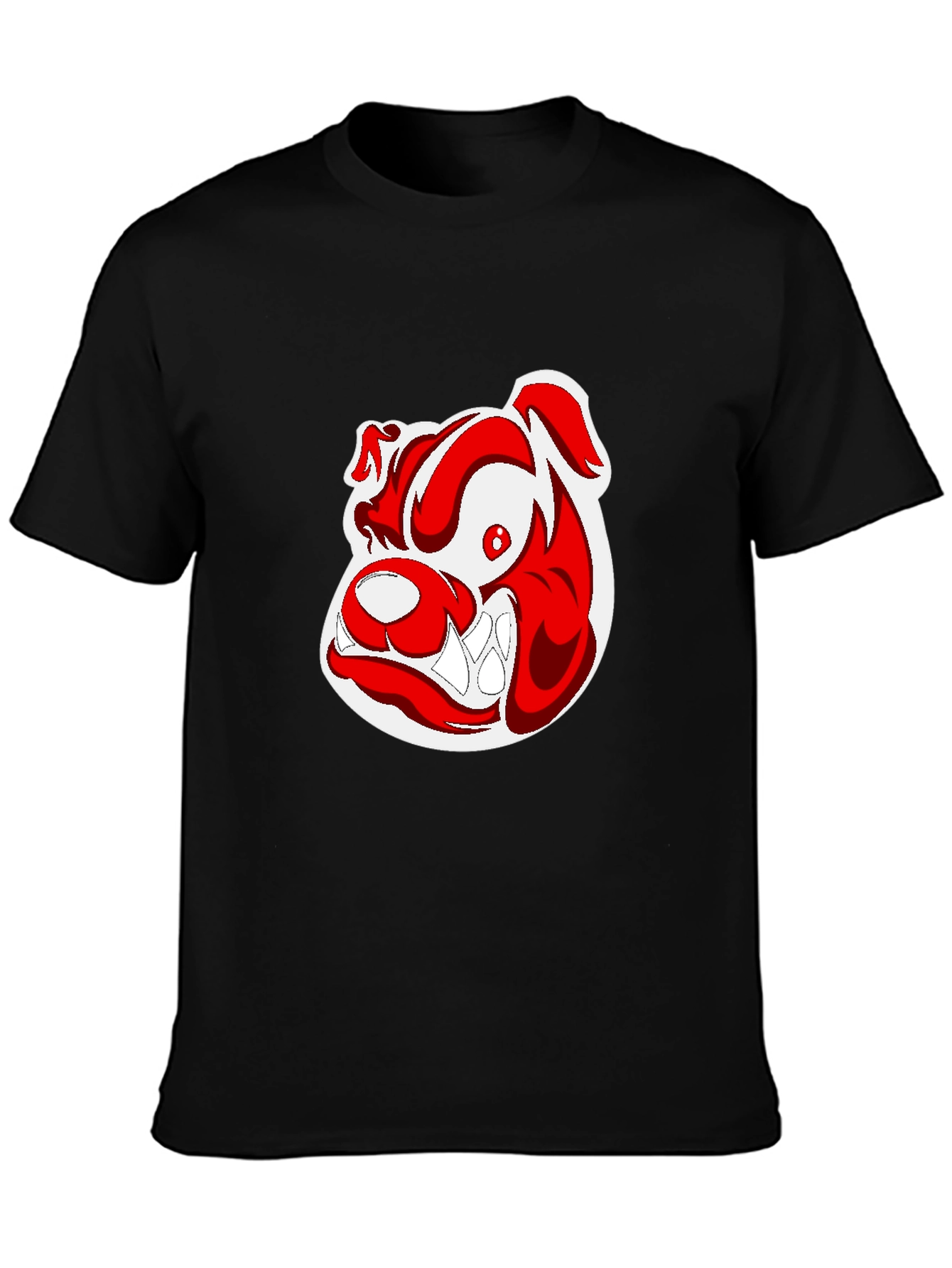 Black T-Shirt with Cartoon Bulldog Graphic