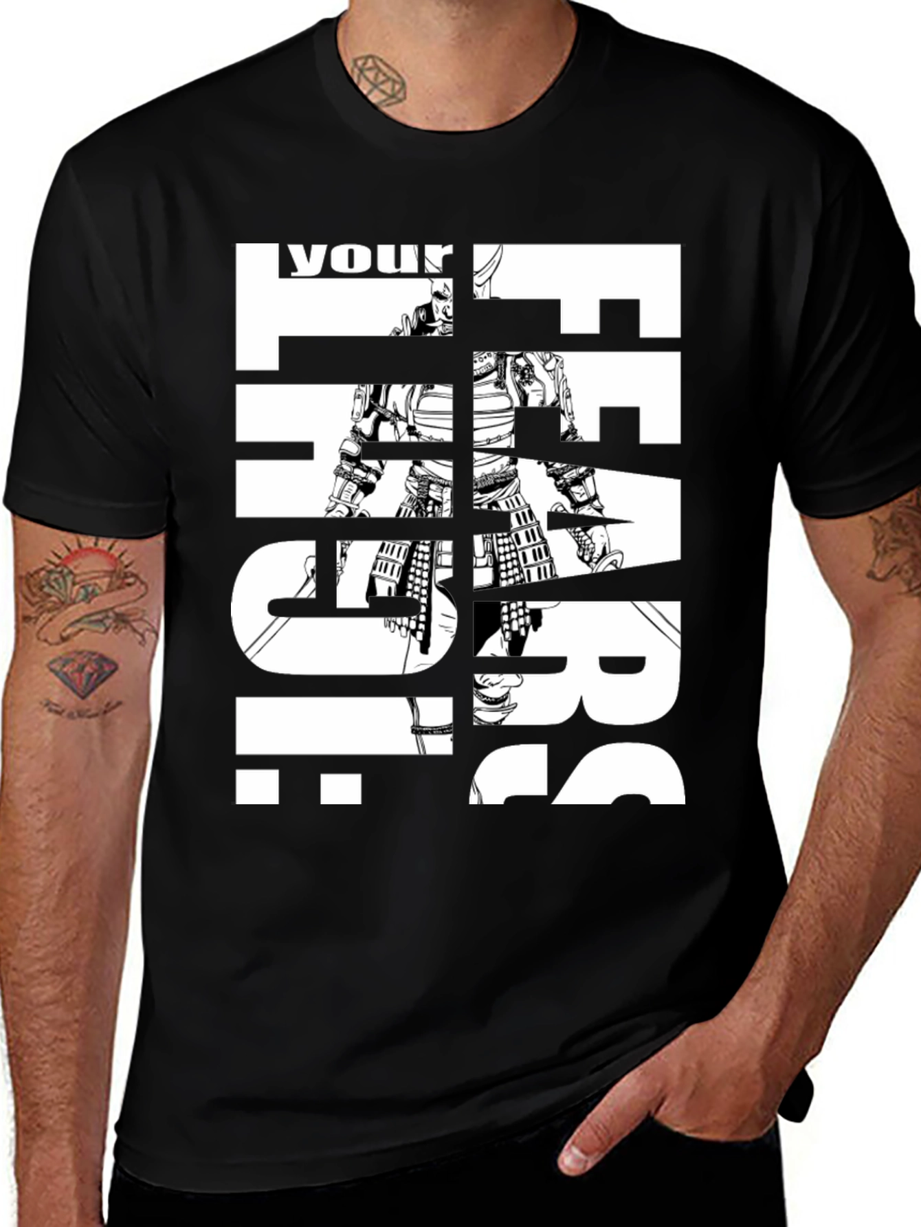 Samurai Face Your Fears Graphic Print T-Shirt