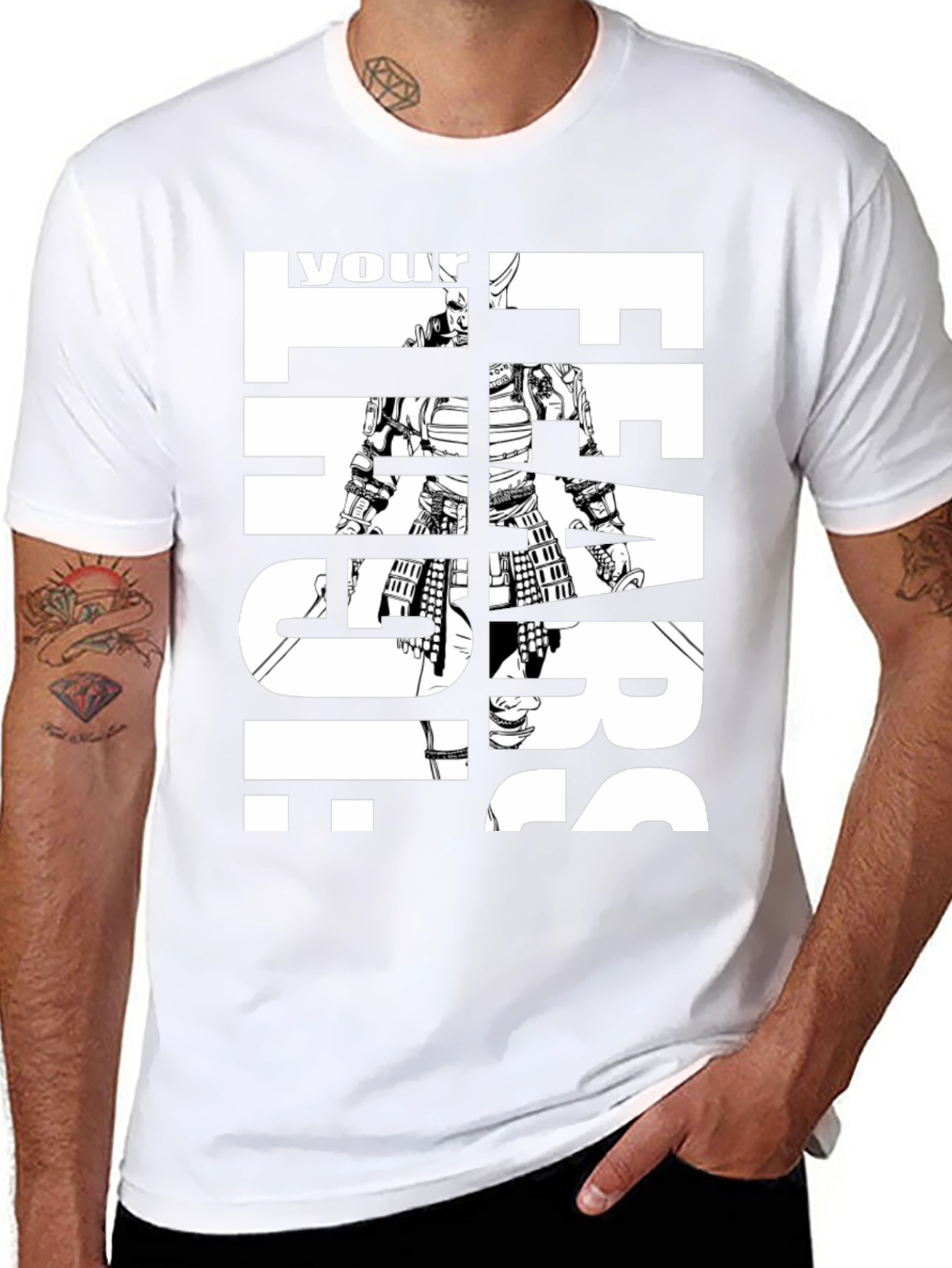 Samurai Face Your Fears Graphic Print T-Shirt