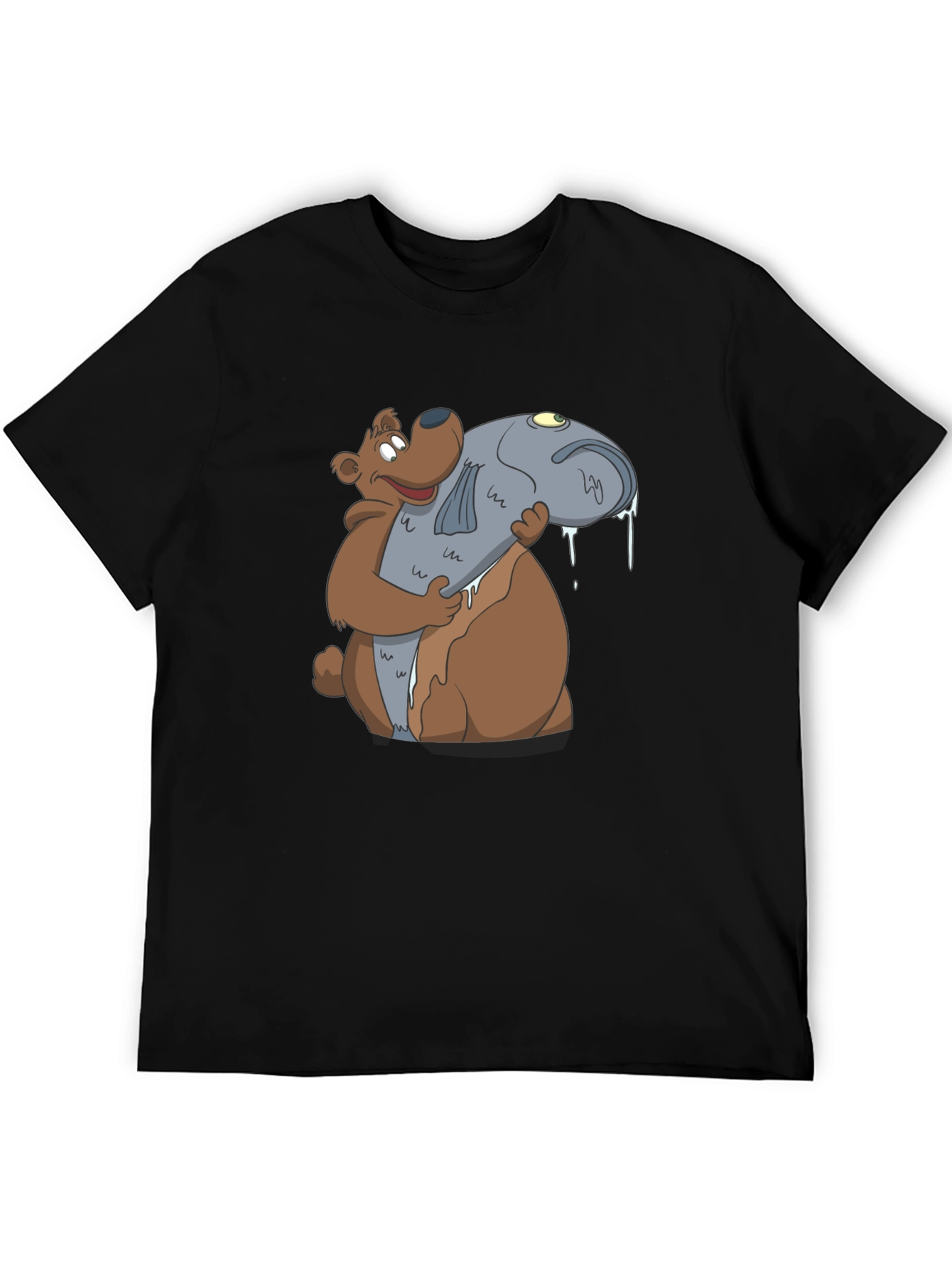 Bear Hugging Fish Graphic T-Shirt