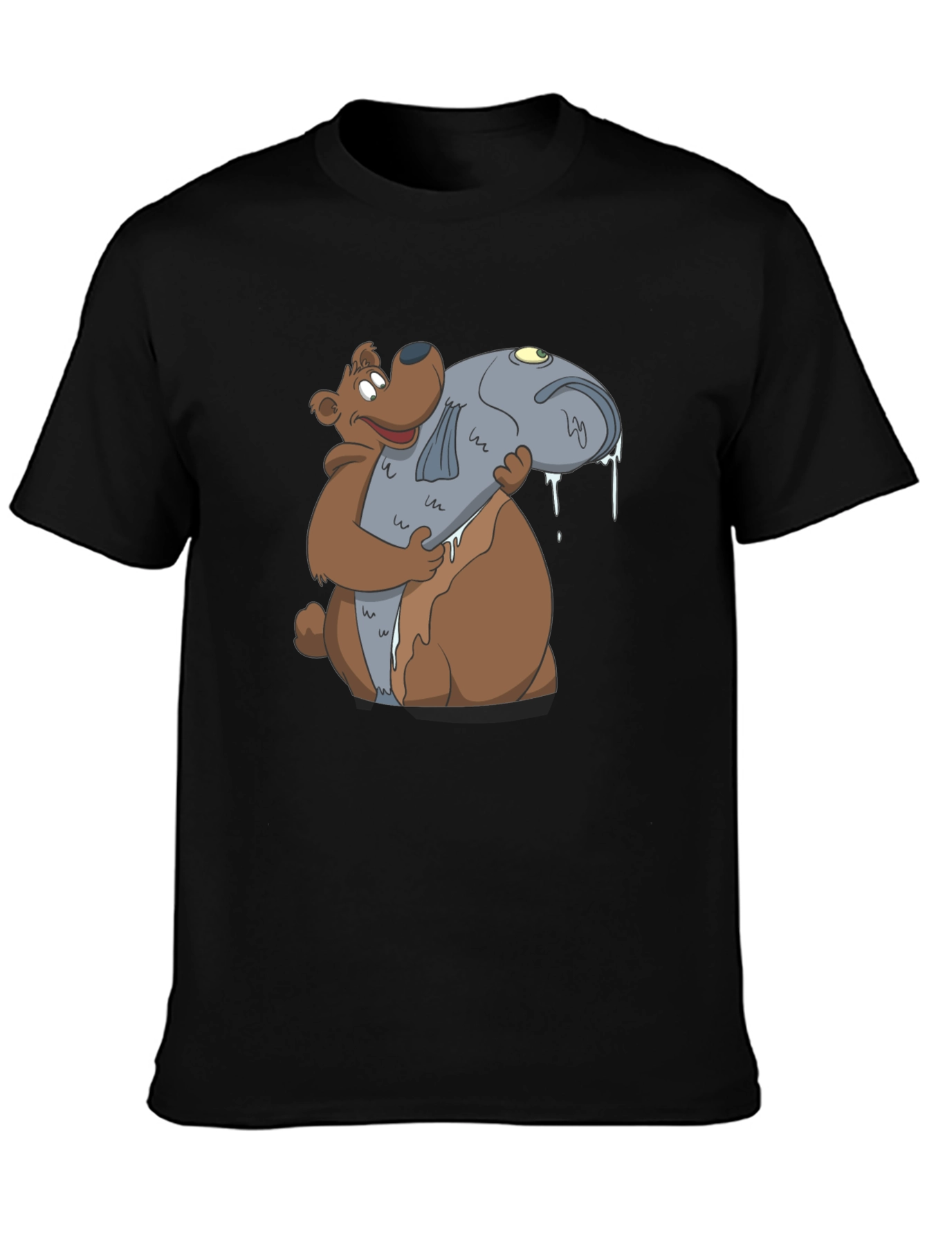Bear Hugging Fish Graphic T-Shirt