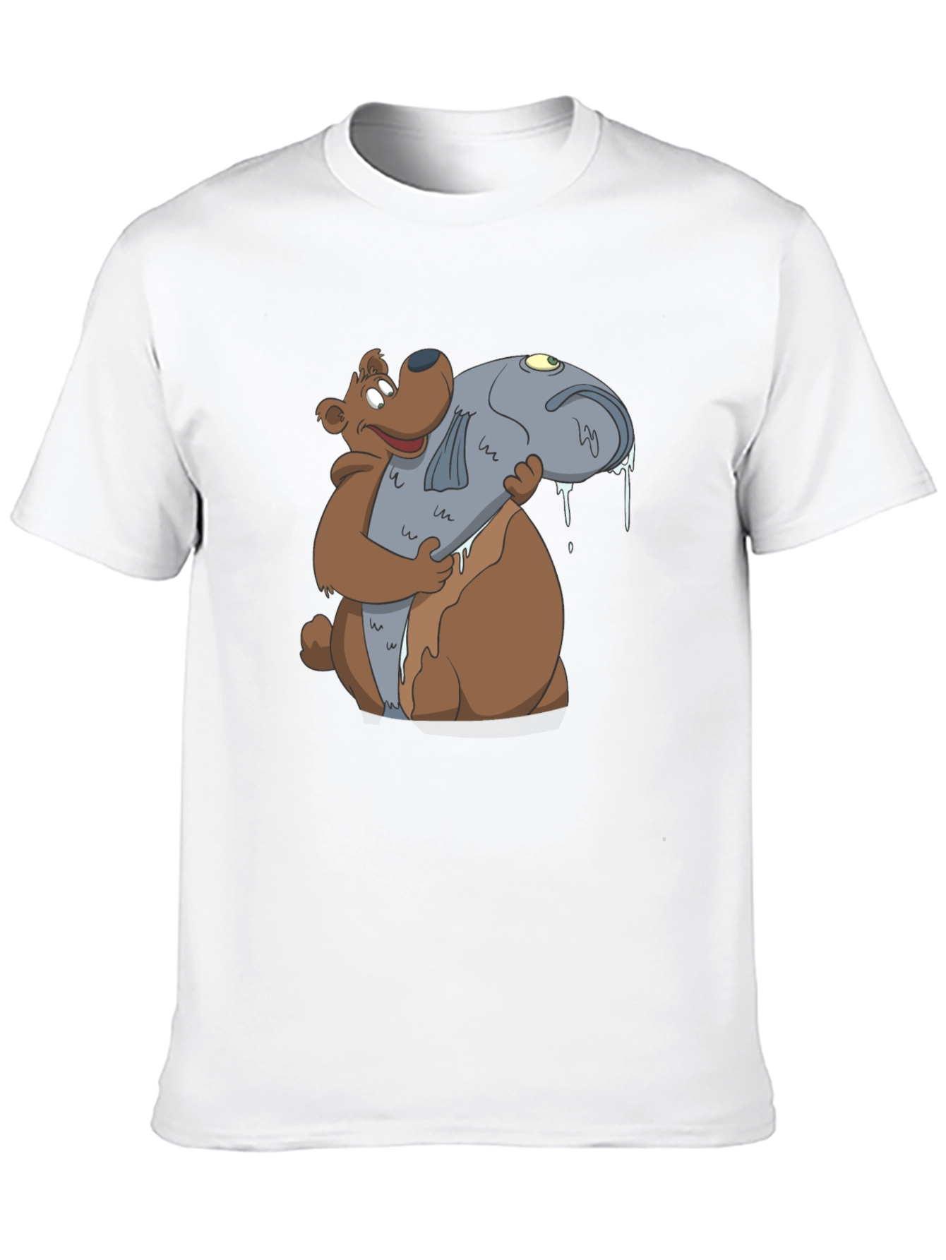 Bear Hugging Fish Graphic T-Shirt