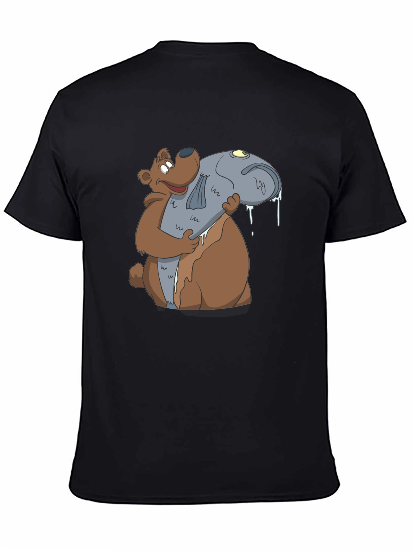 Bear Hugging Fish Graphic T-Shirt
