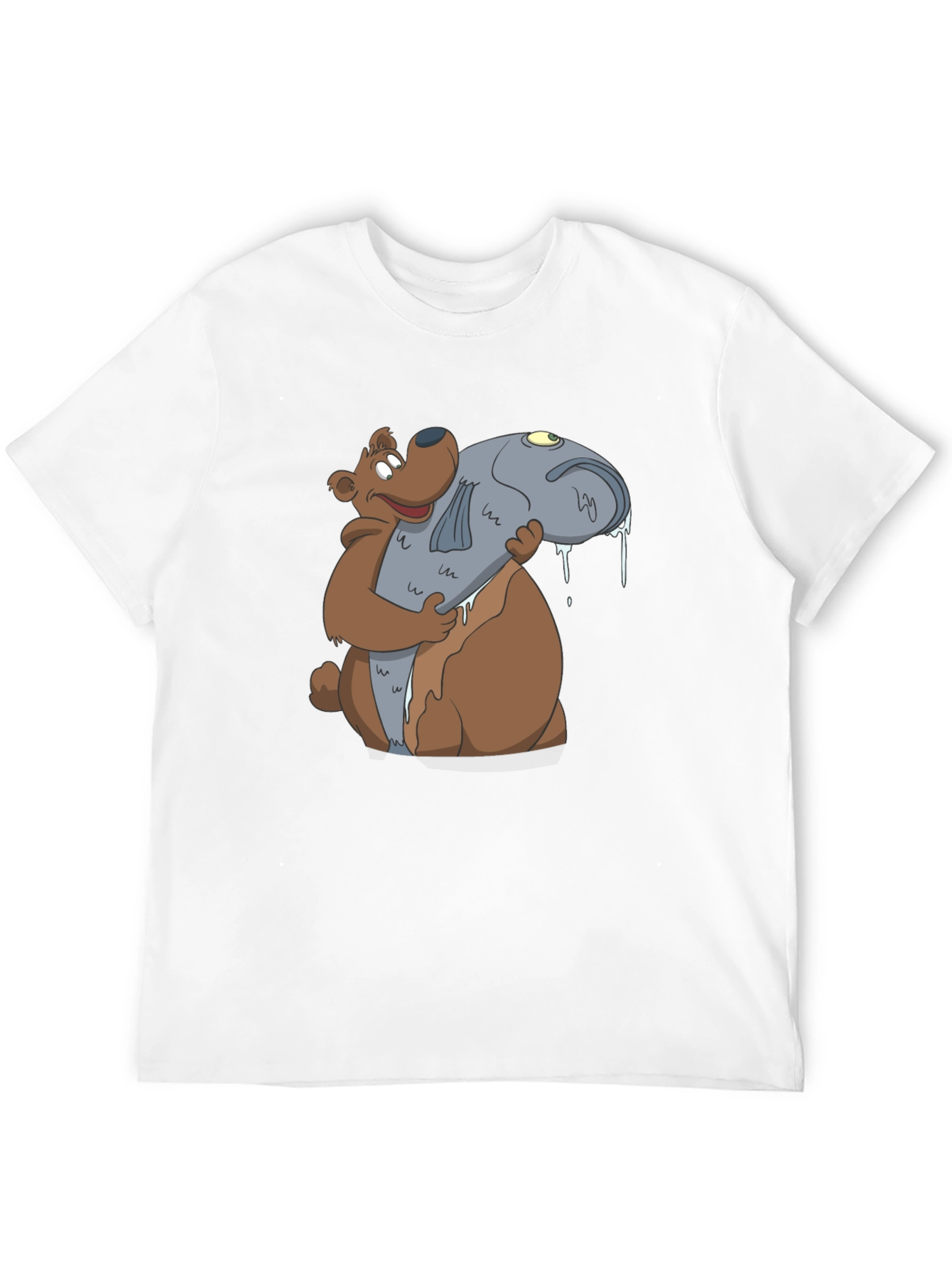 Bear Hugging Fish Graphic T-Shirt