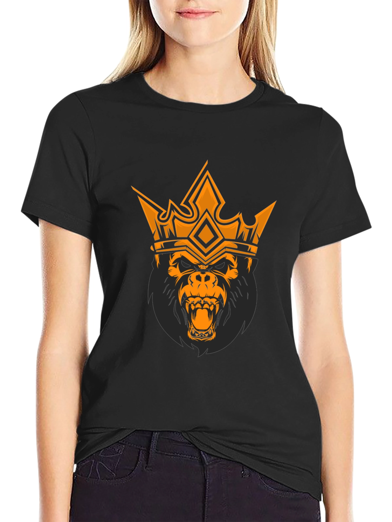 King Gorilla Graphic Tee - Black Cotton T-Shirt