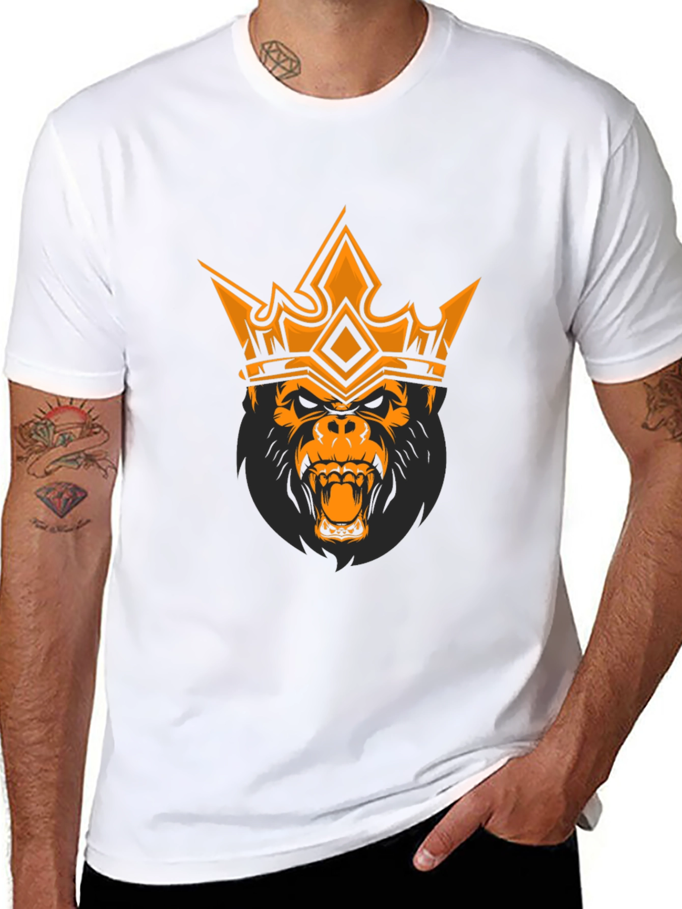 King Gorilla Graphic Tee - Black Cotton T-Shirt