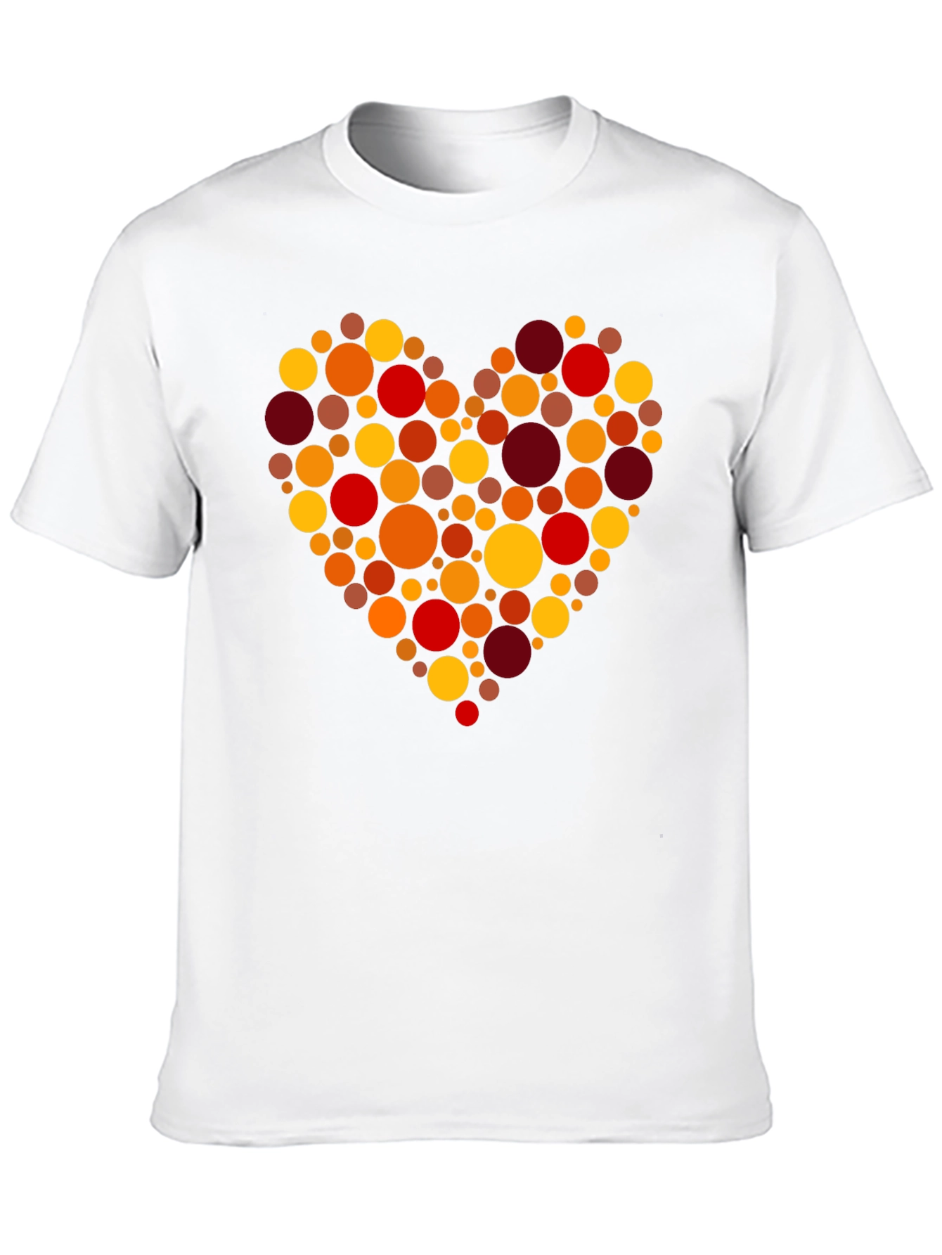 Heart Circle Pattern Tee - Casual Black T-Shirt