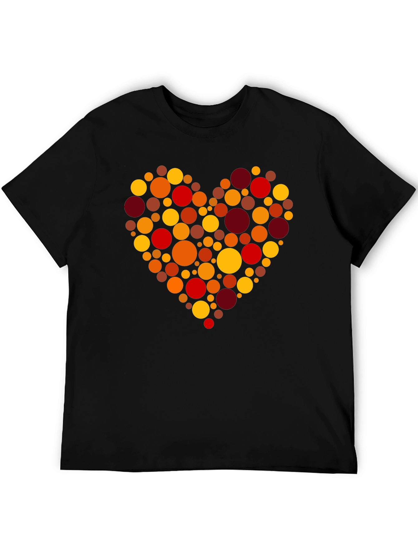 Heart Circle Pattern Tee - Casual Black T-Shirt