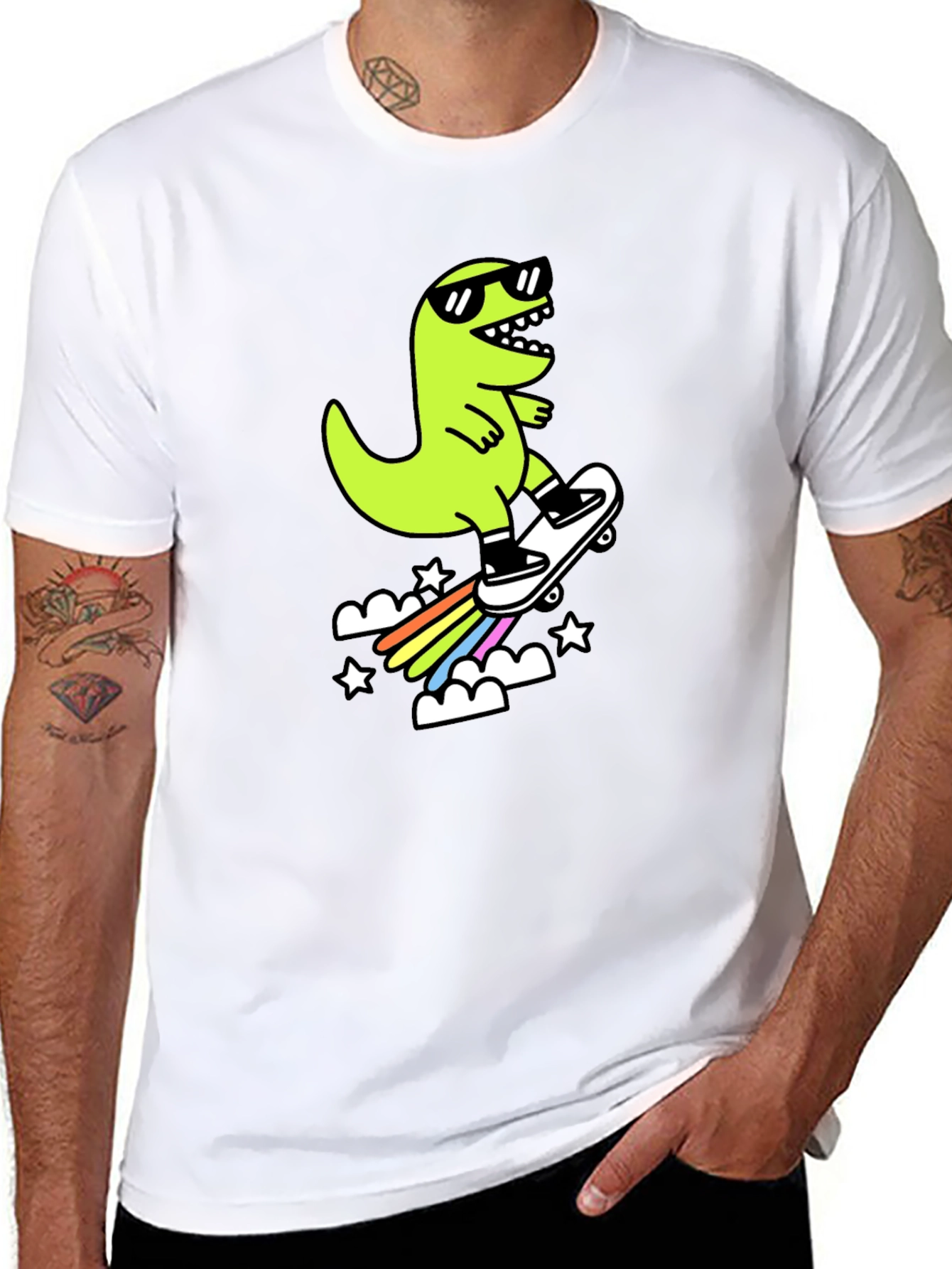 Skateboarding Dino Graphic Tee - Cool & Fun T-Shirt