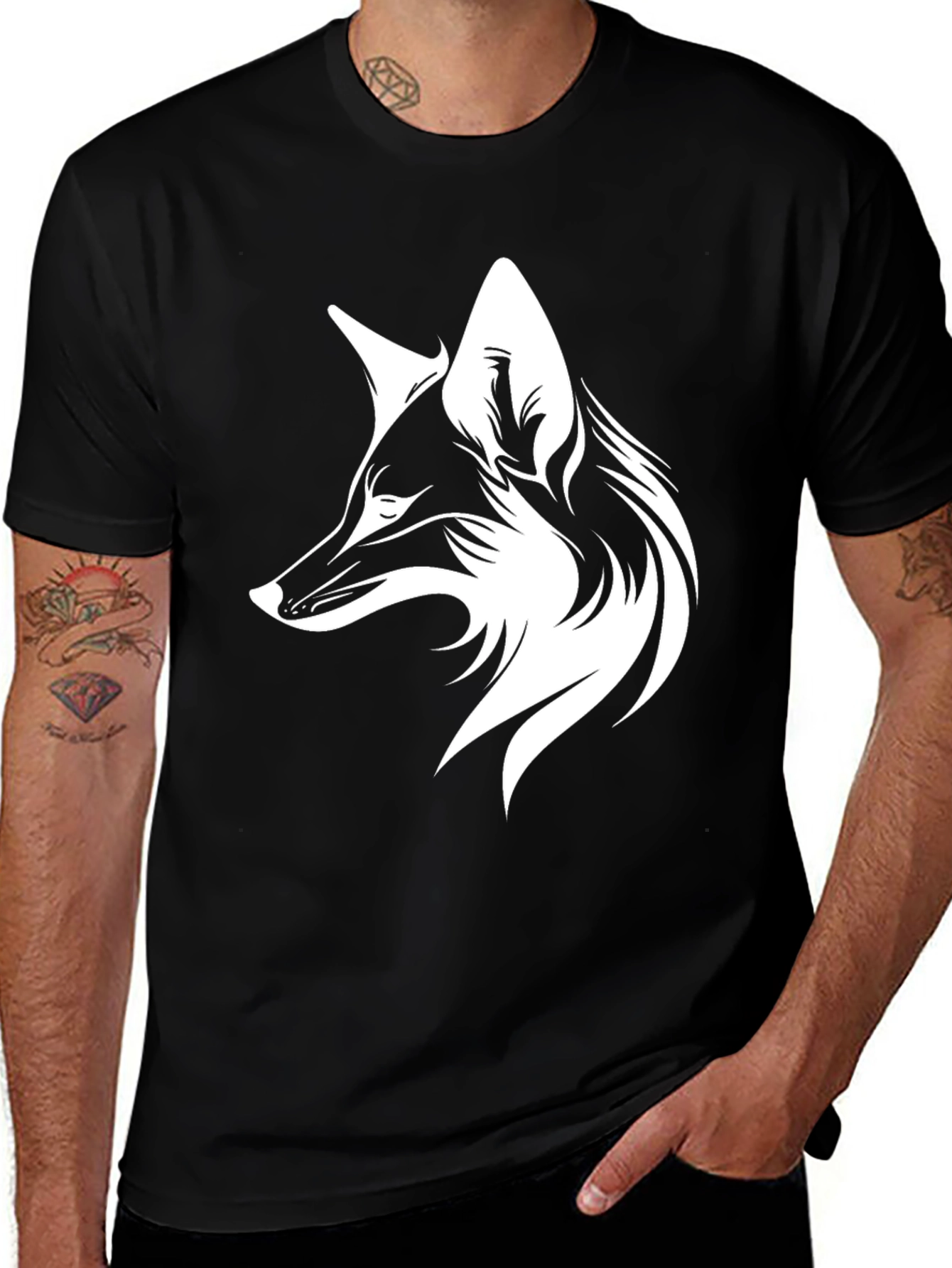 Fox Graphic Black T-Shirt - Stylish Animal Tee
