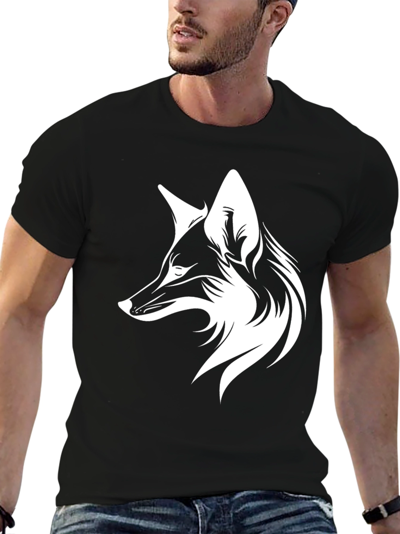 Fox Graphic Black T-Shirt - Stylish Animal Tee