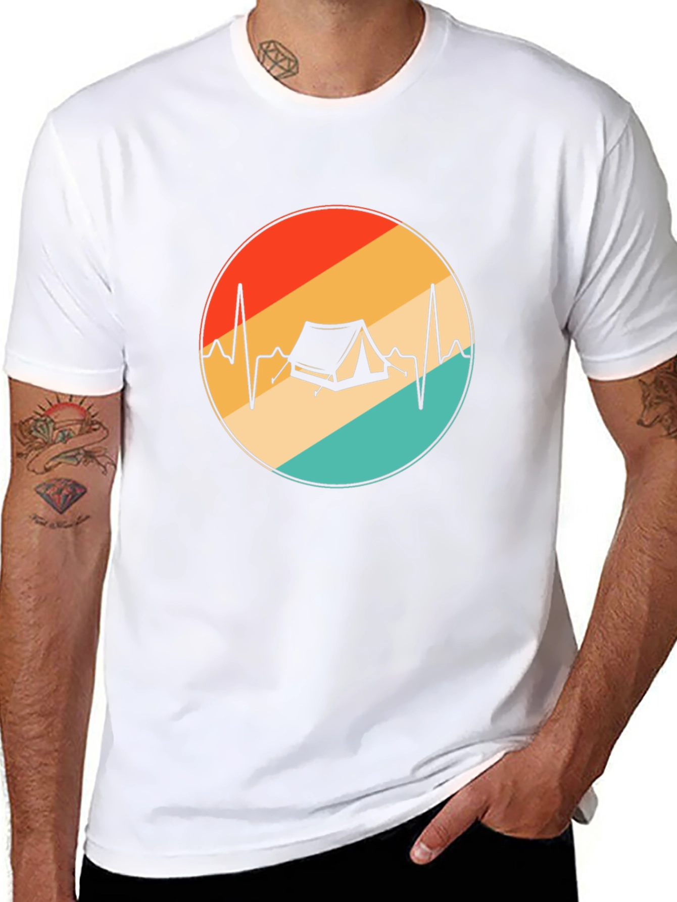 Camping Heartbeat Graphic Tee - Black