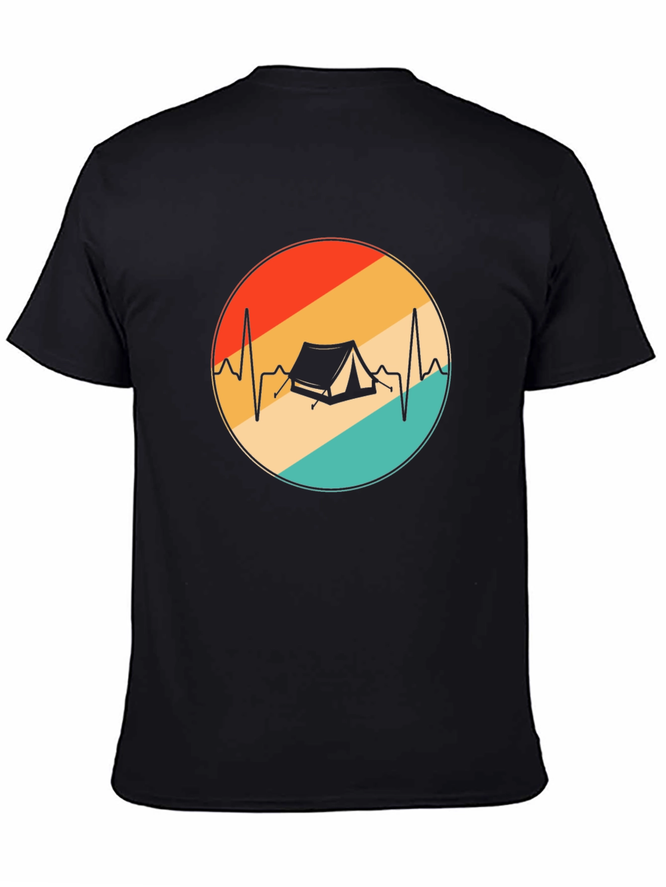 Camping Heartbeat Graphic Tee - Black