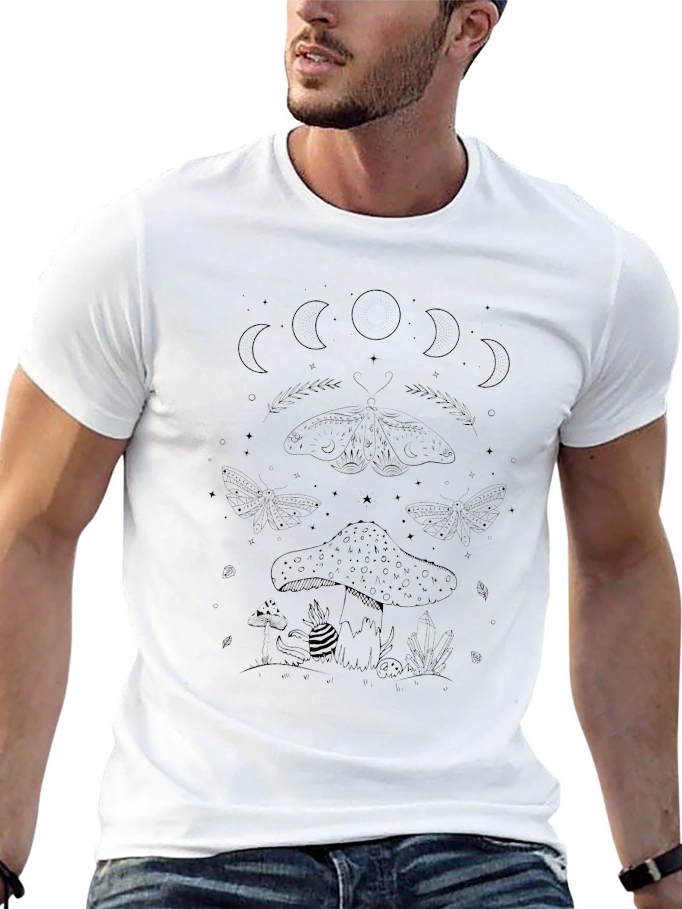 Mushroom Moon Black Graphic Tee