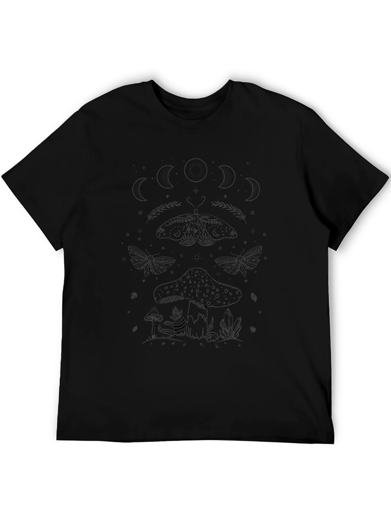 Mushroom Moon Black Graphic Tee