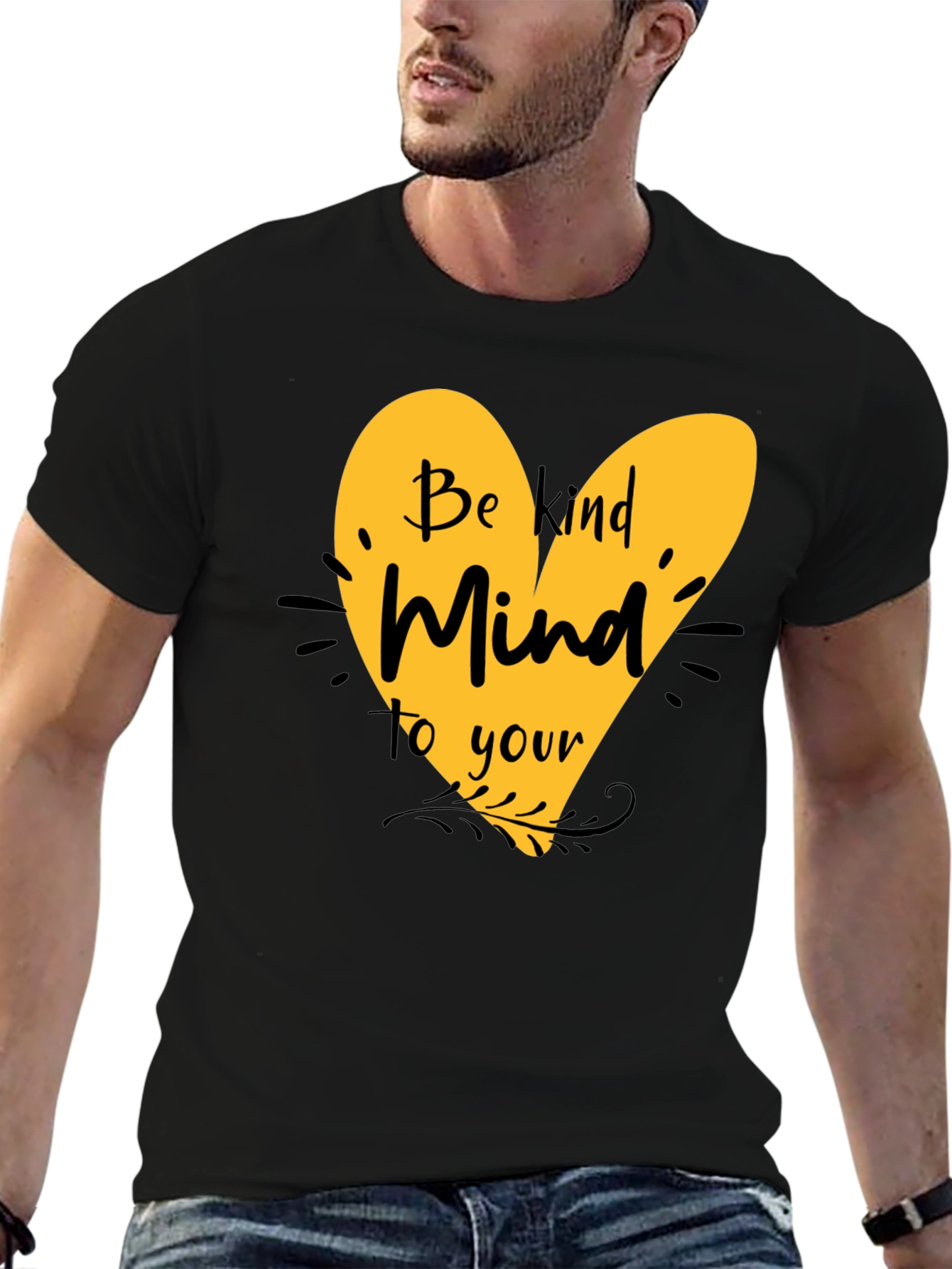 Be Kind Mind T-Shirt - Black Cotton Blend
