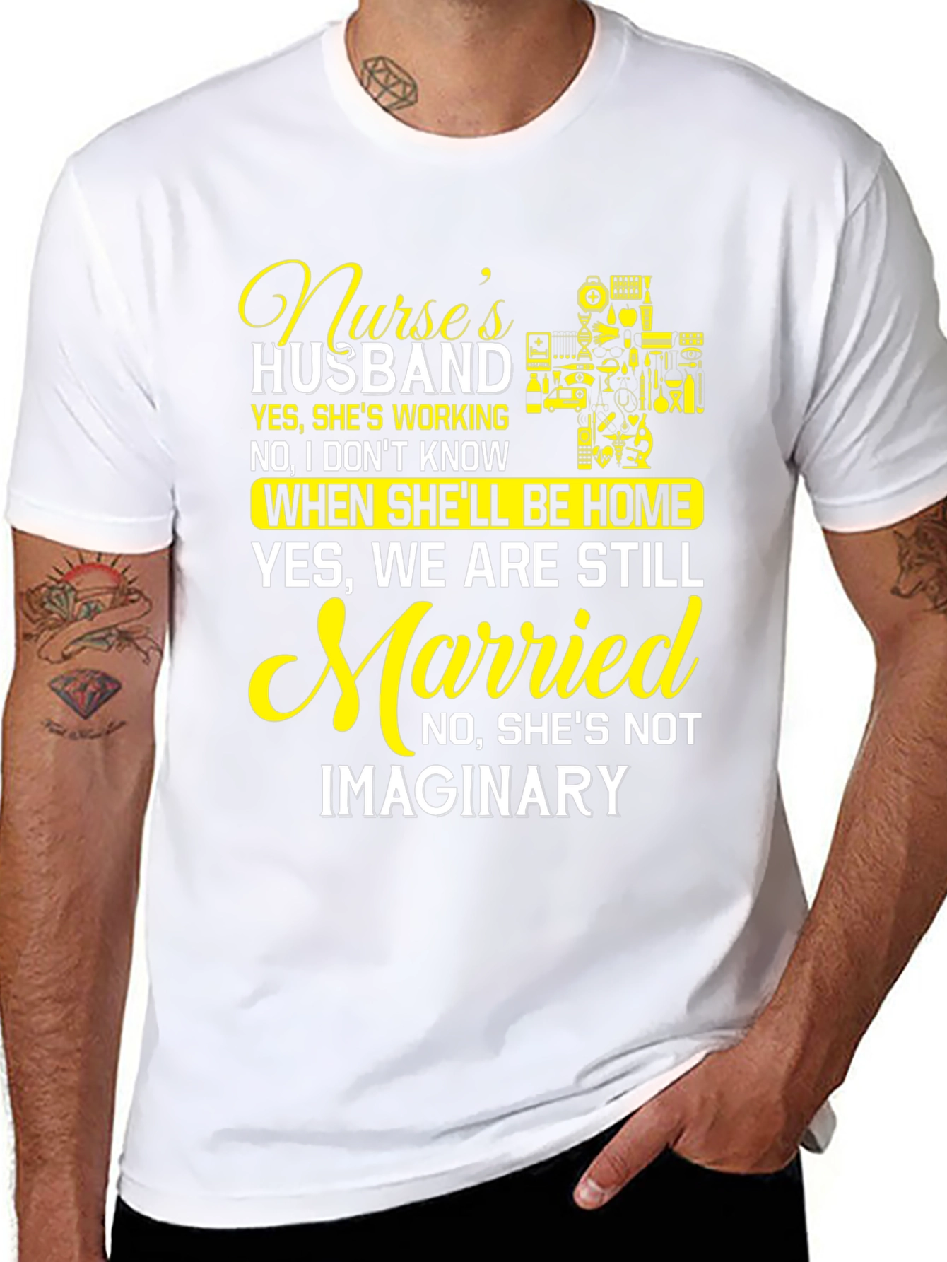Nurses Husband T-Shirt - Humorous Design