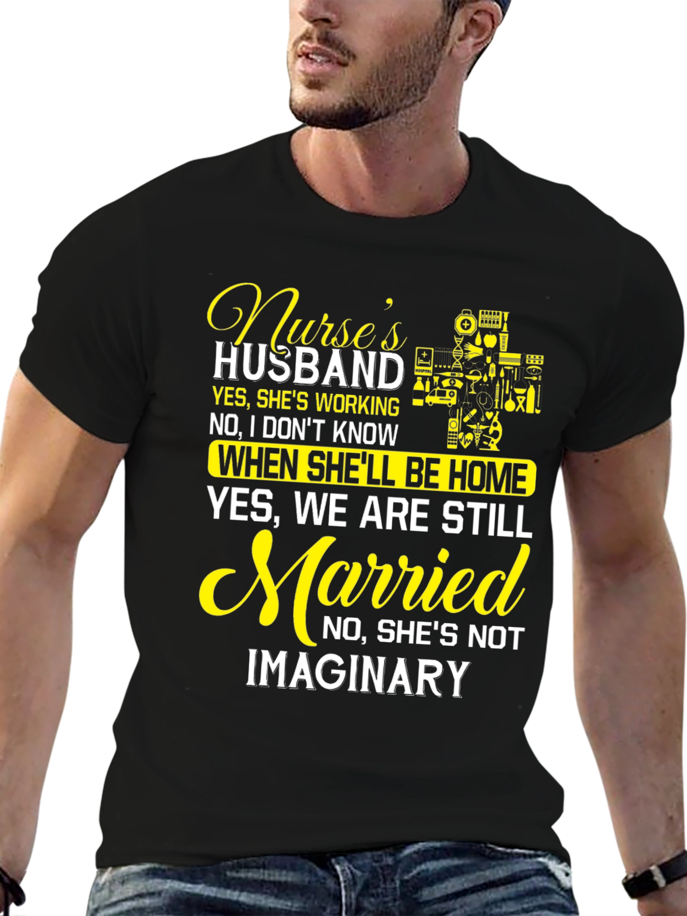 Nurses Husband T-Shirt - Humorous Design
