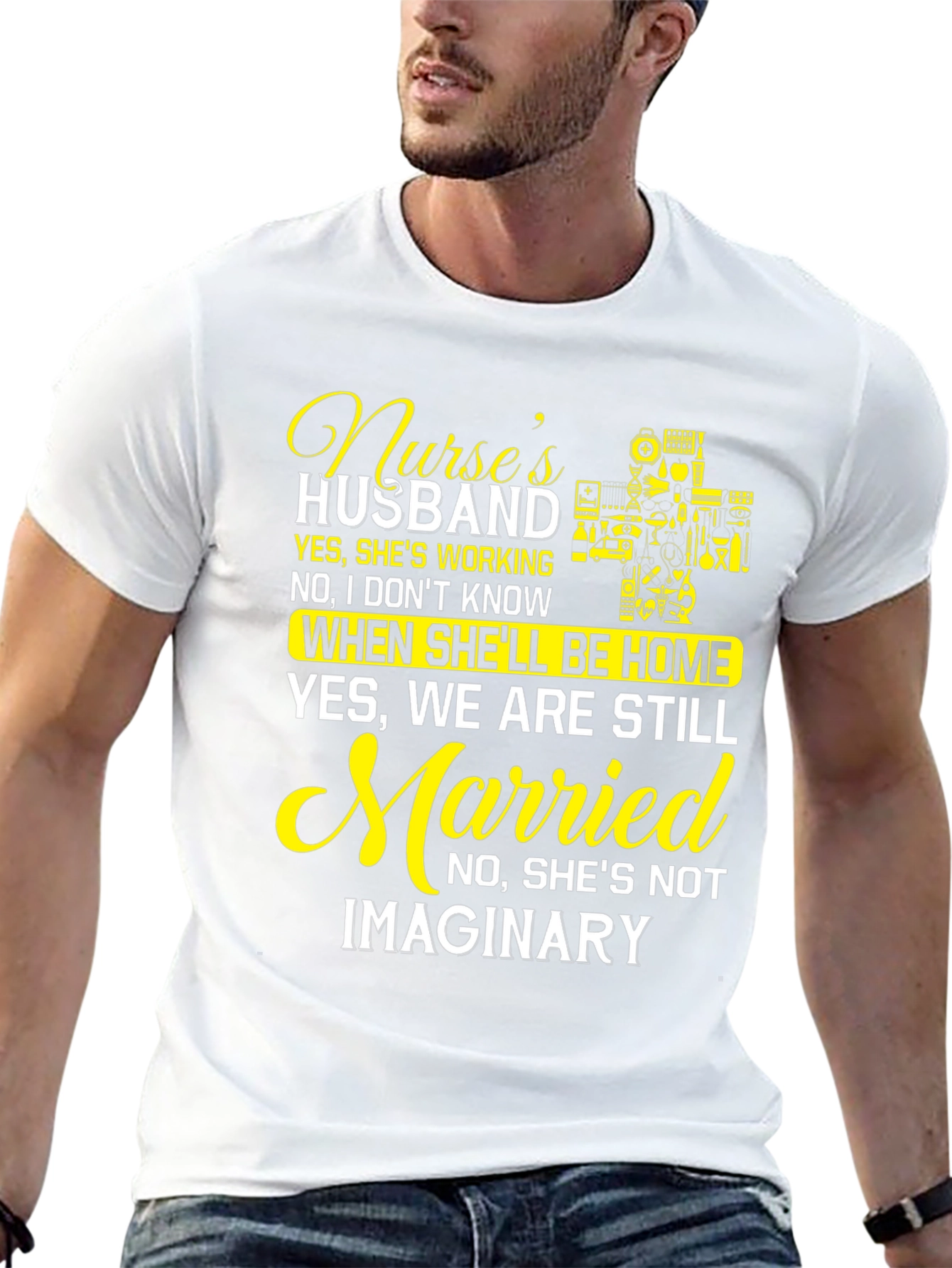 Nurses Husband T-Shirt - Humorous Design