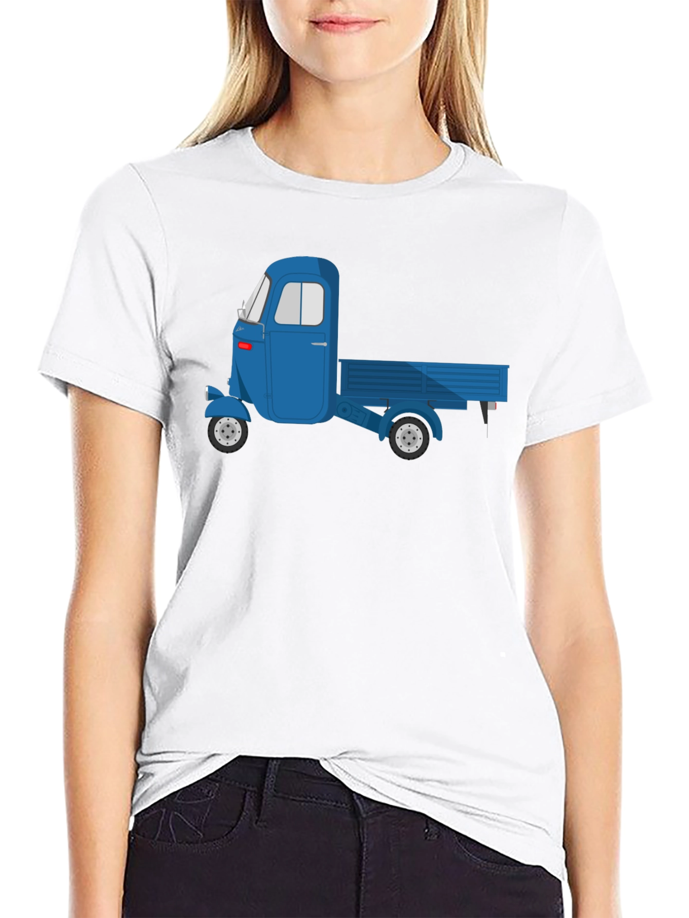 Blue Three-Wheeled Truck Graphic T-Shirt