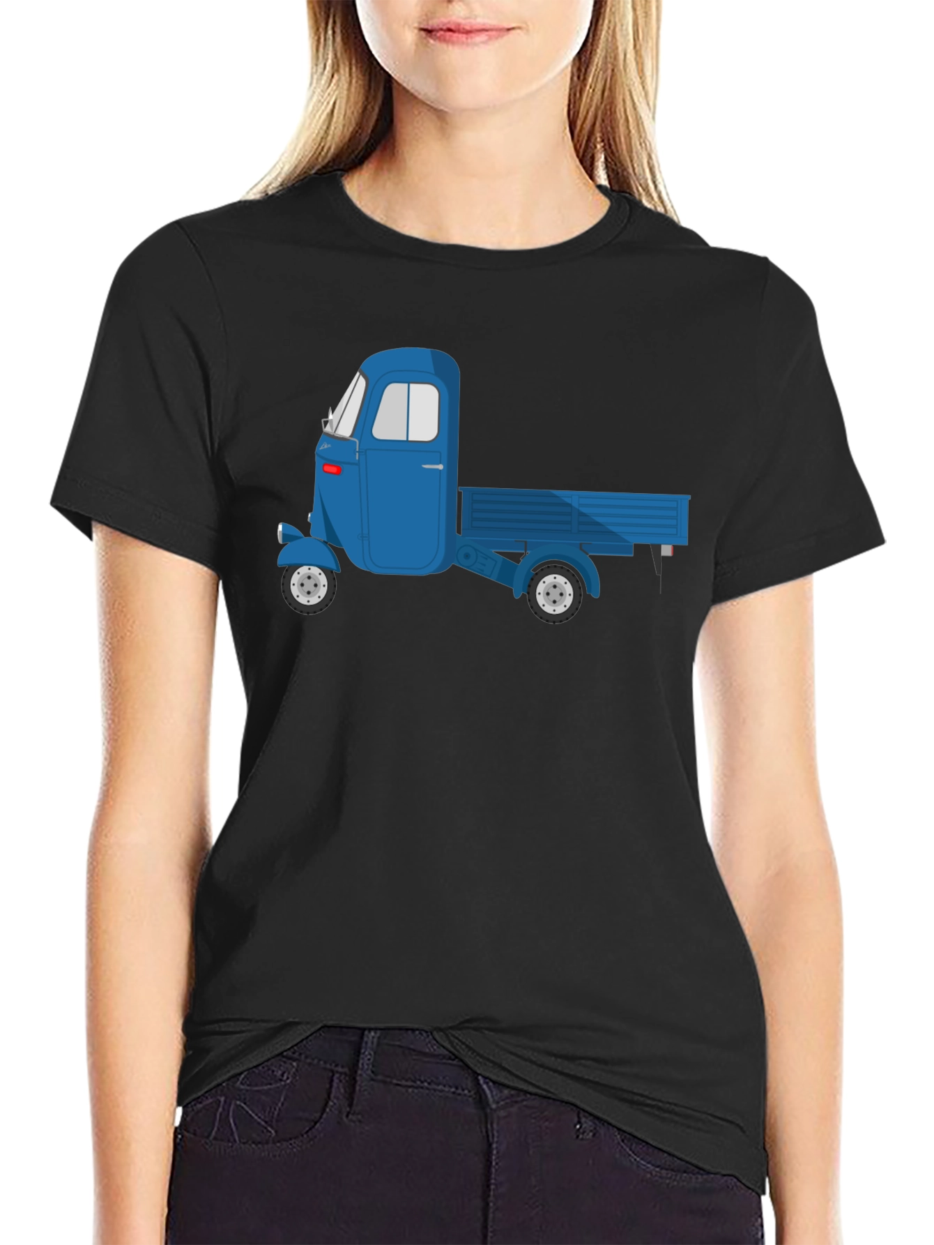 Blue Three-Wheeled Truck Graphic T-Shirt