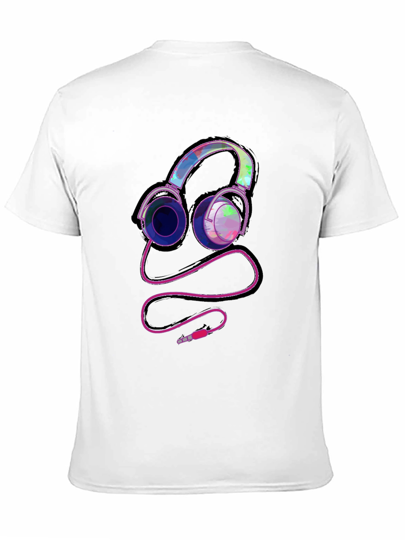 Headphone Graphic Tee - Stylish Black T-Shirt