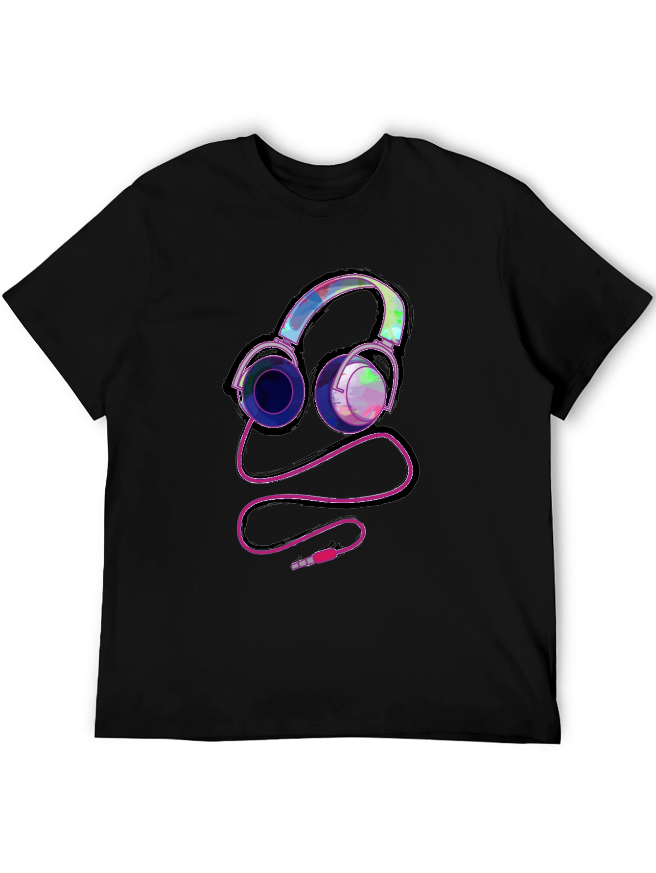 Headphone Graphic Tee - Stylish Black T-Shirt