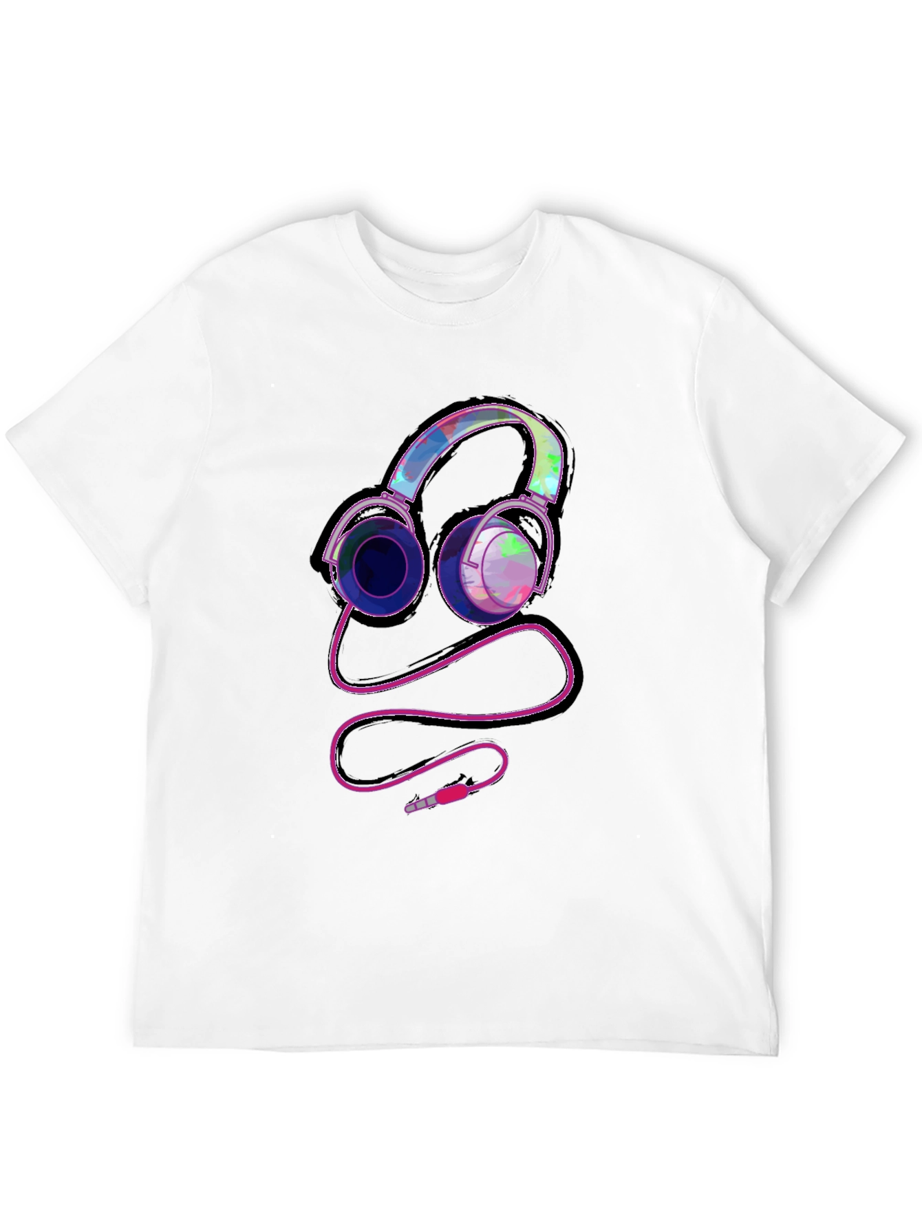 Headphone Graphic Tee - Stylish Black T-Shirt