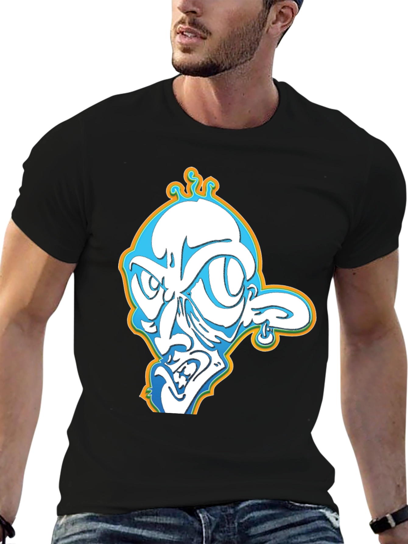 Cool Cartoon Graphic Tee - Black