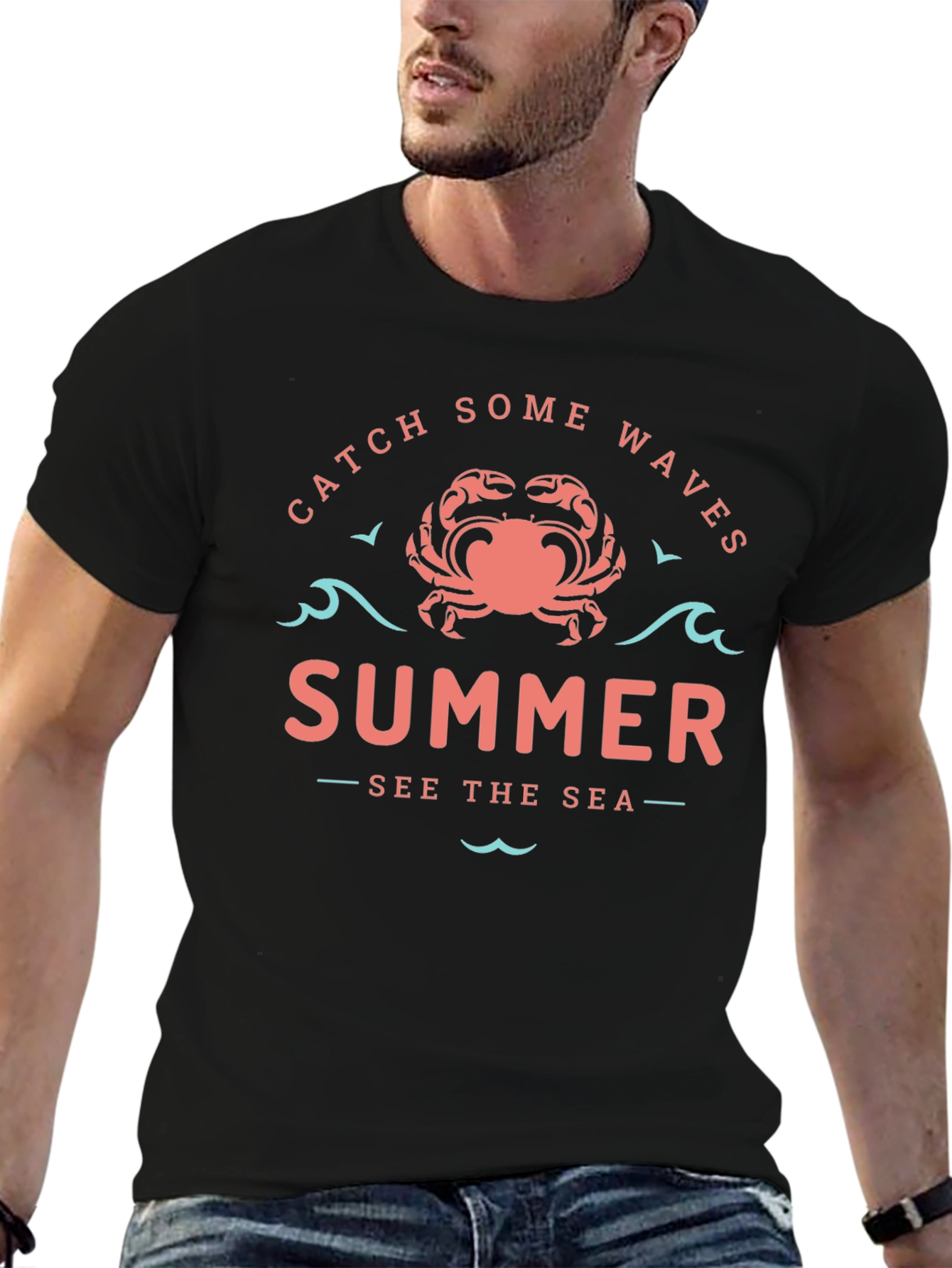 Summer Waves Crab Graphic Tee