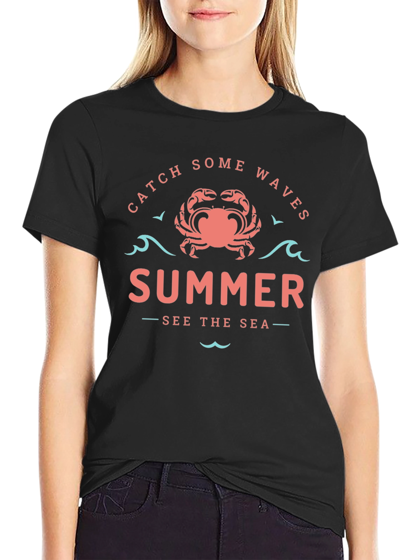 Summer Waves Crab Graphic Tee