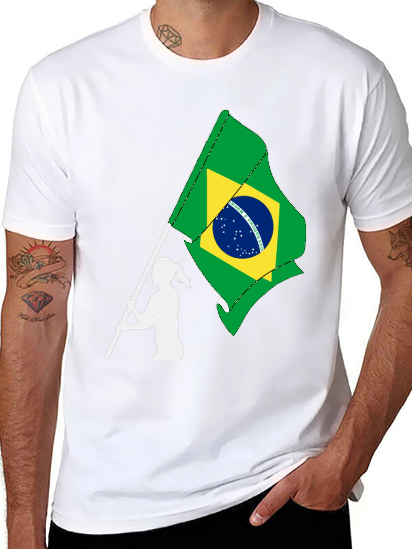 Brazil Flag Graphic T-Shirt - Black