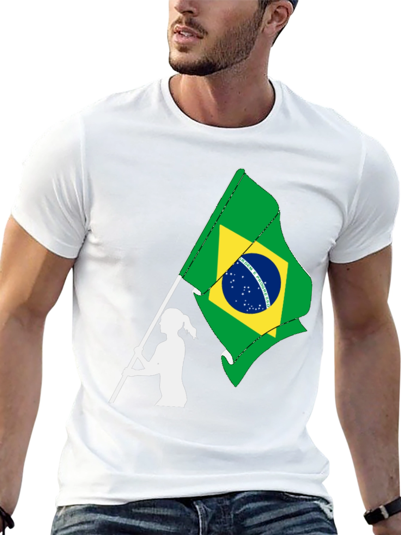 Brazil Flag Graphic T-Shirt - Black