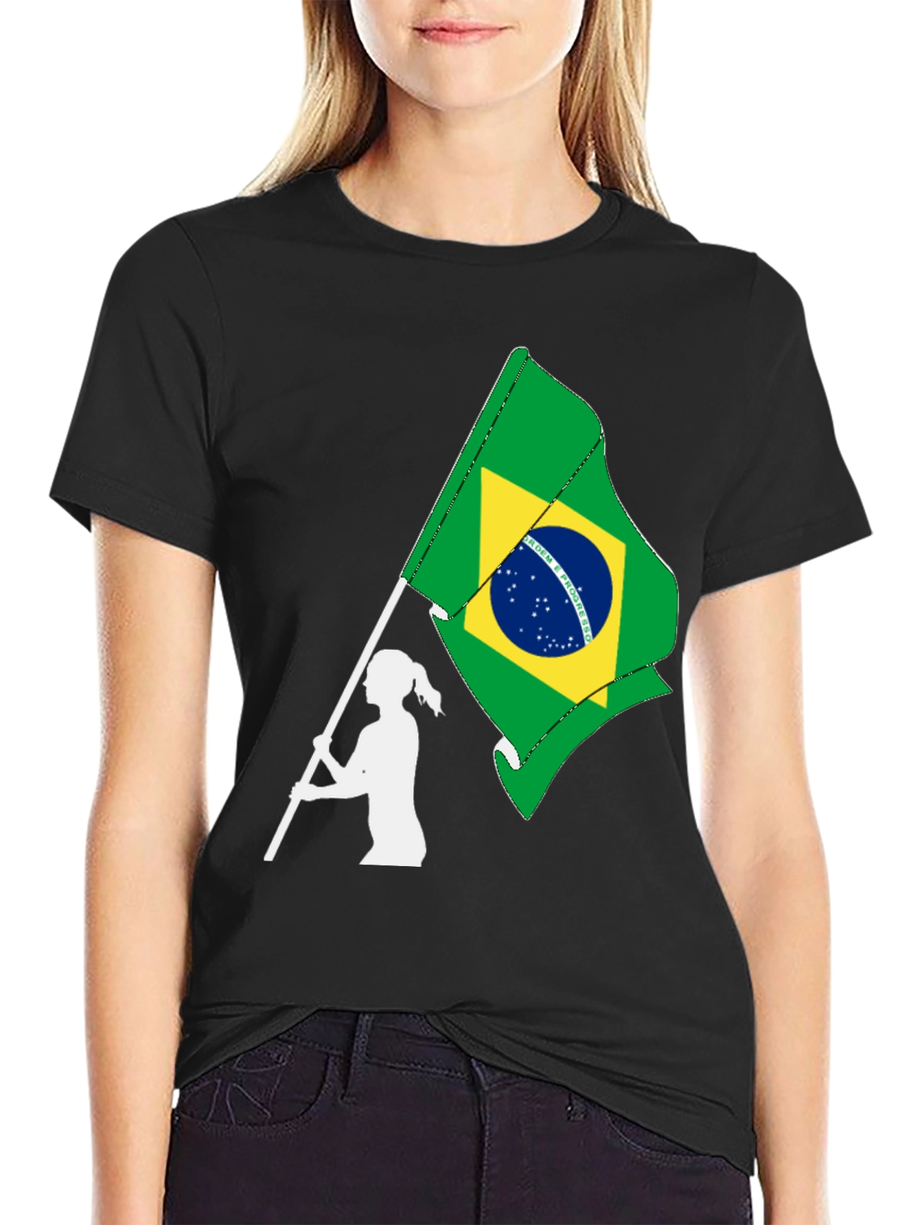 Brazil Flag Graphic T-Shirt - Black