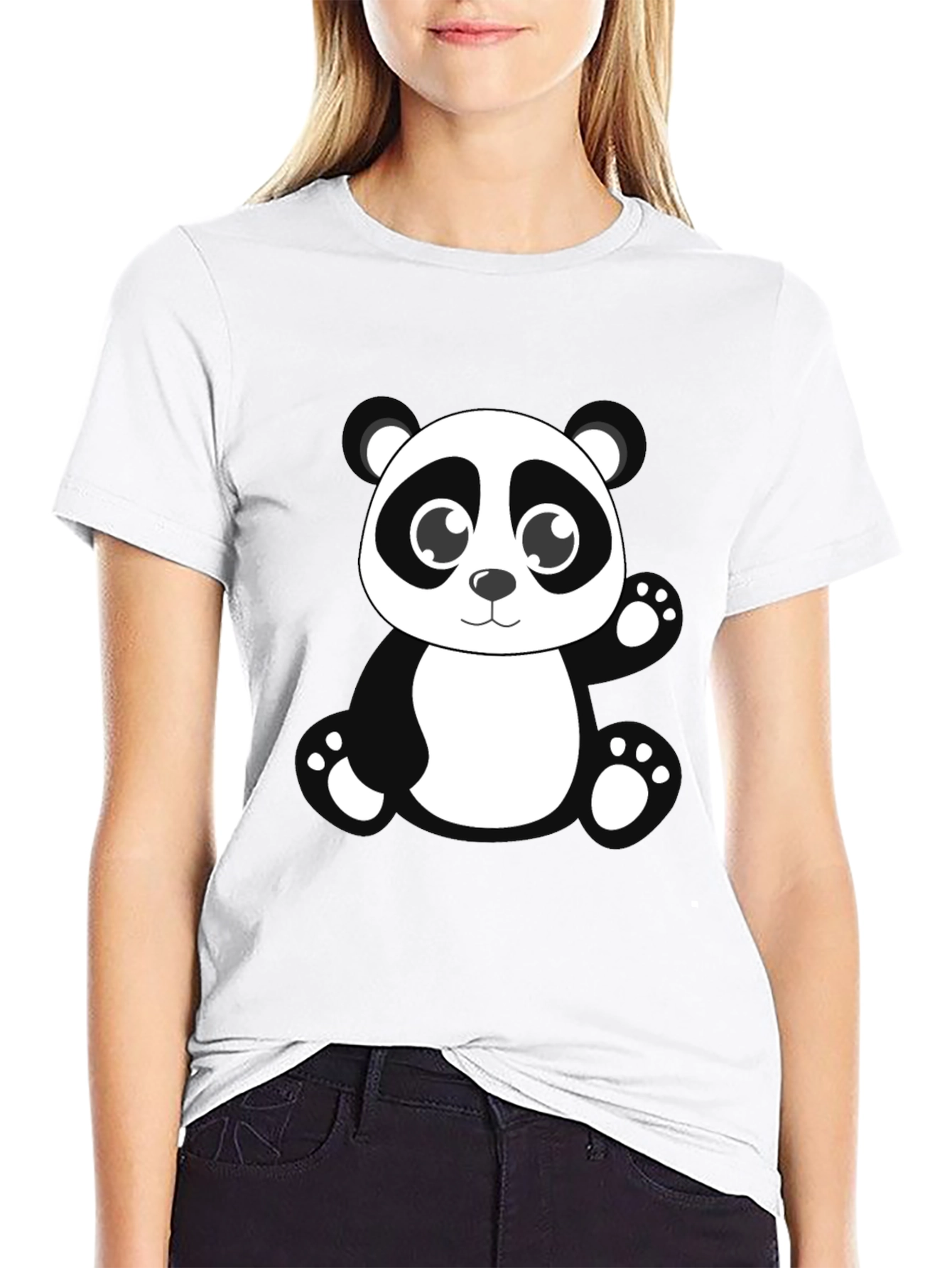Cute Panda Bear Black T-Shirt