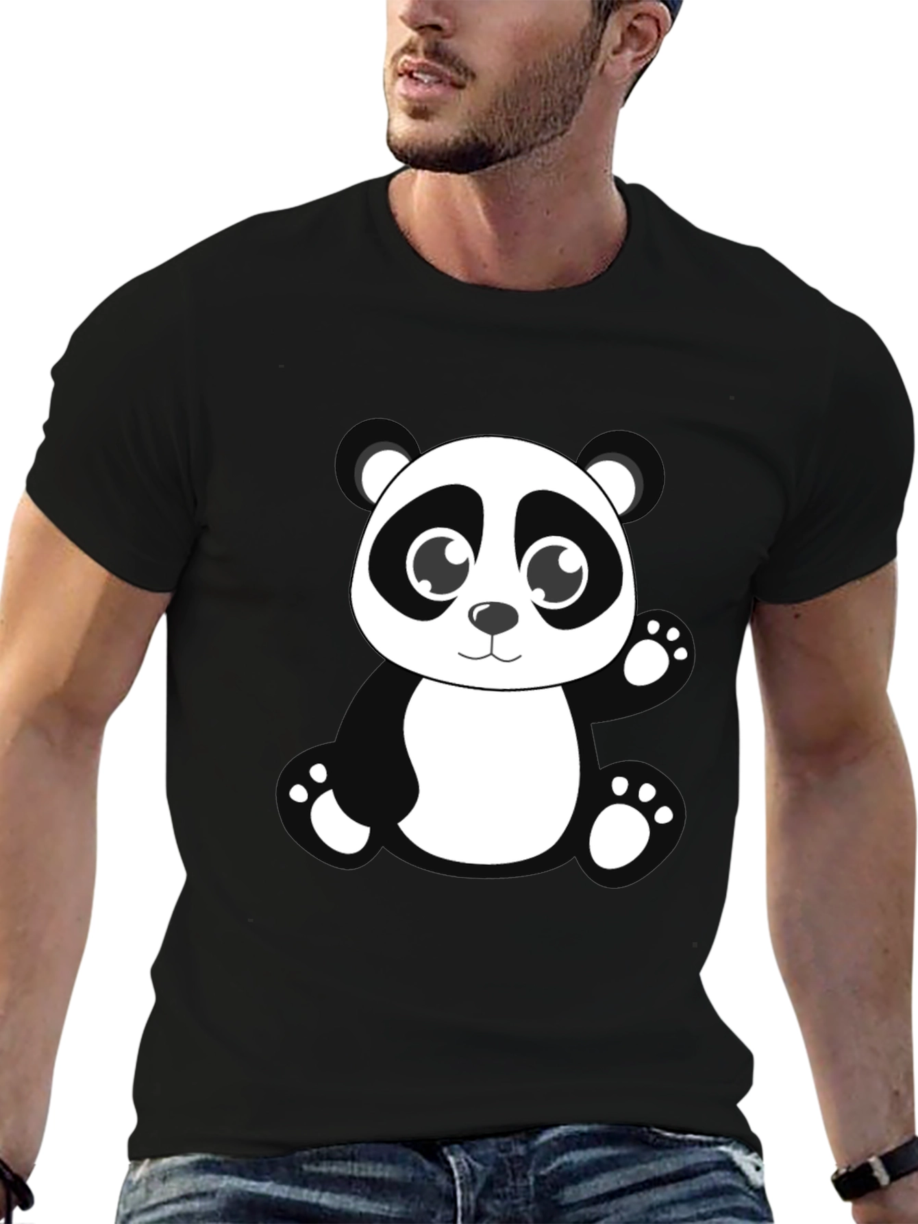 Cute Panda Bear Black T-Shirt