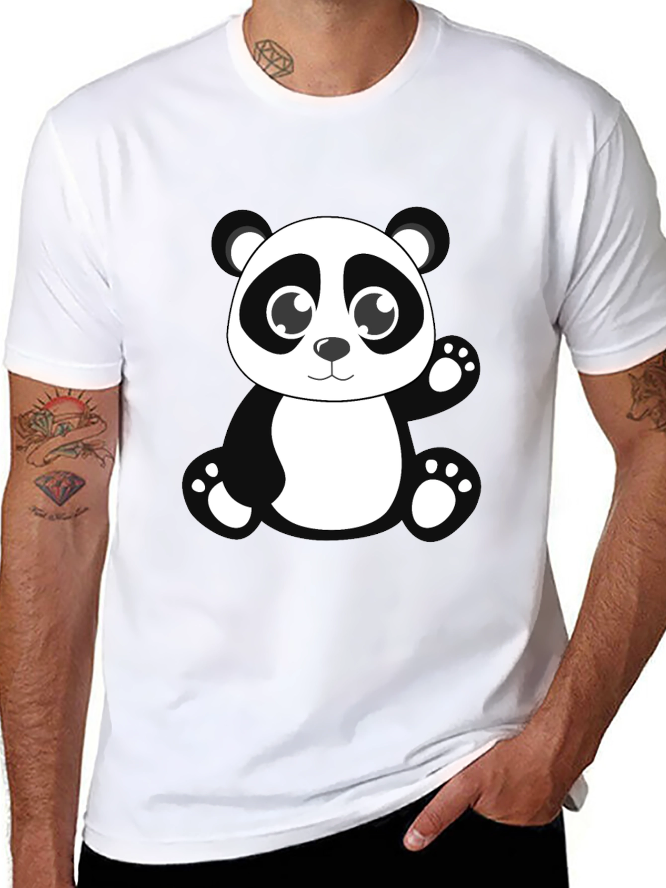 Cute Panda Bear Black T-Shirt