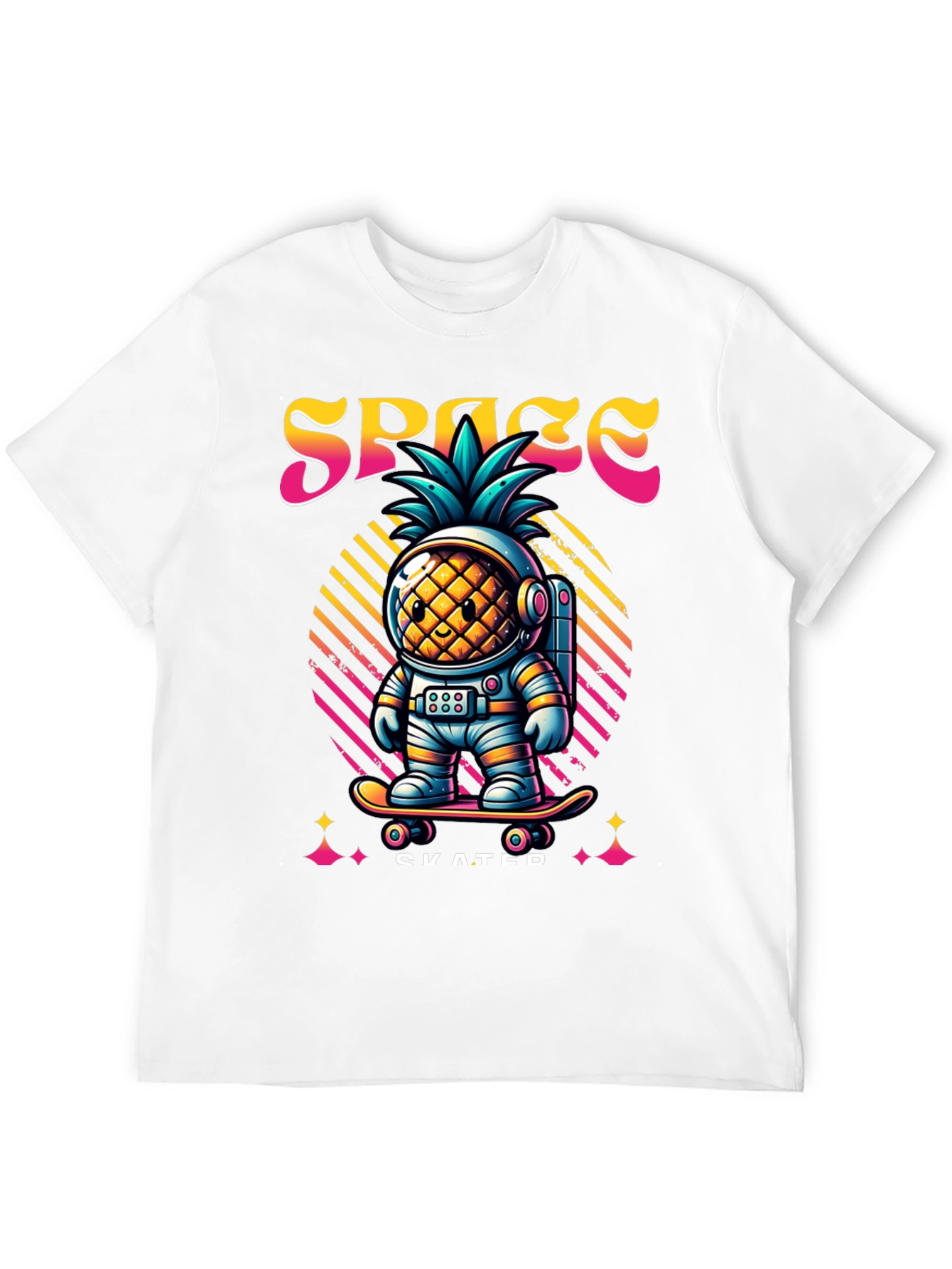Space Pineapple Skateboarder Graphic T-Shirt