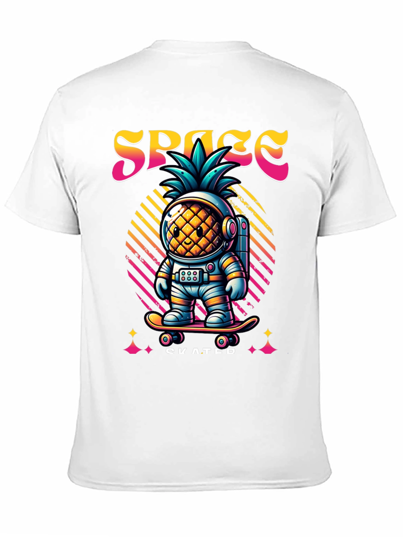 Space Pineapple Skateboarder Graphic T-Shirt