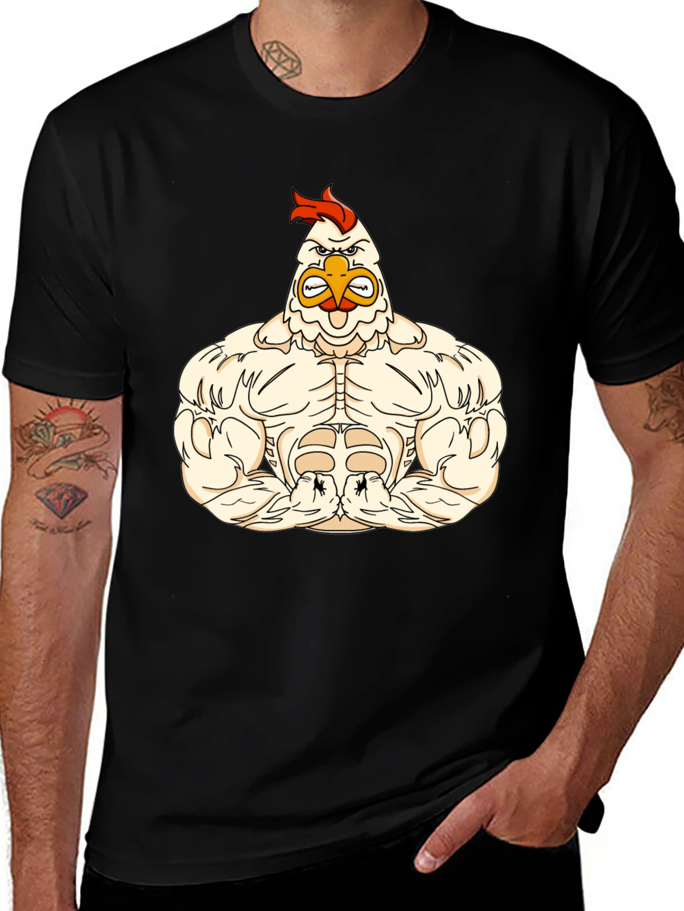 Muscular Chicken Graphic T-Shirt
