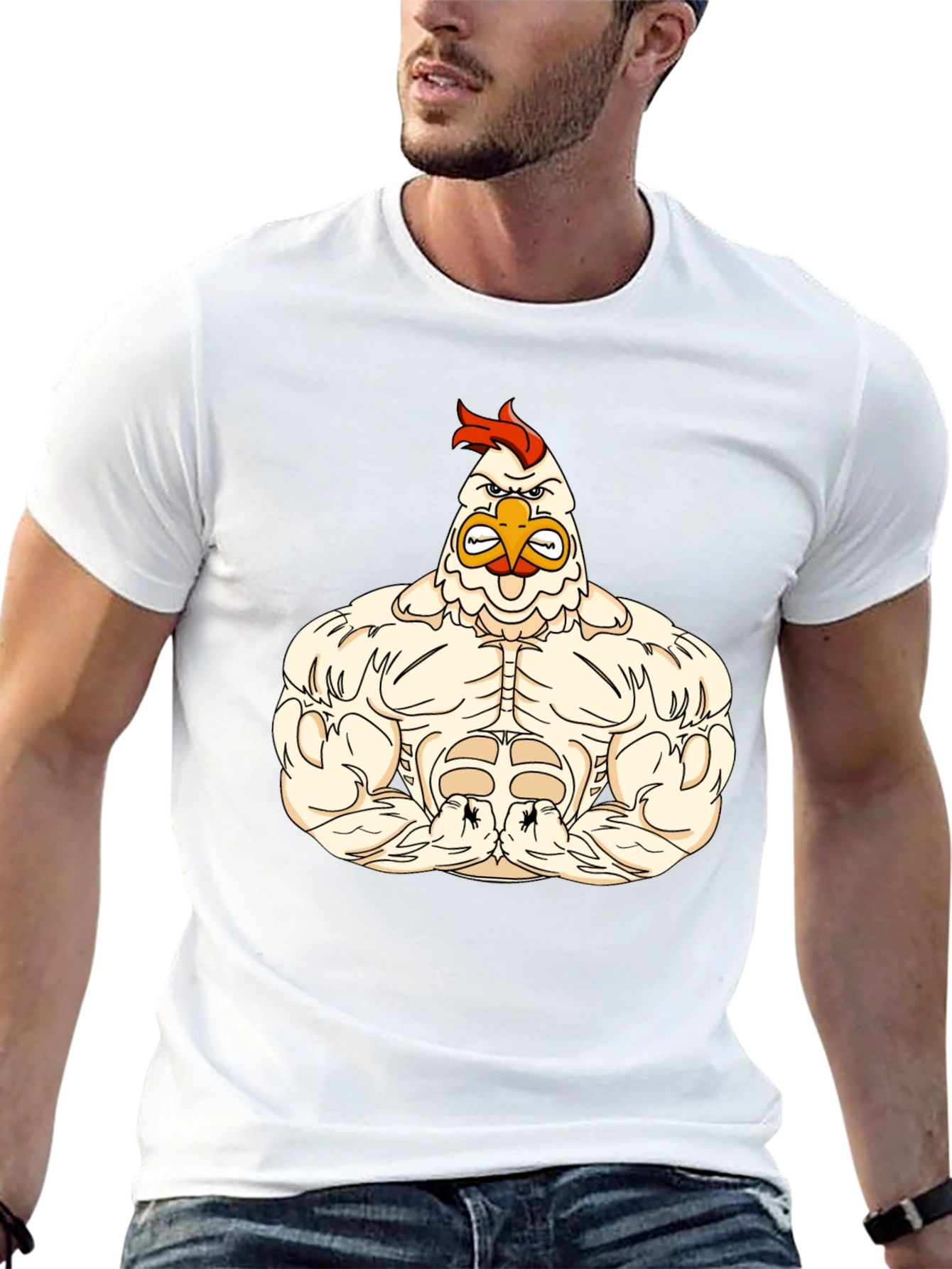 Muscular Chicken Graphic T-Shirt
