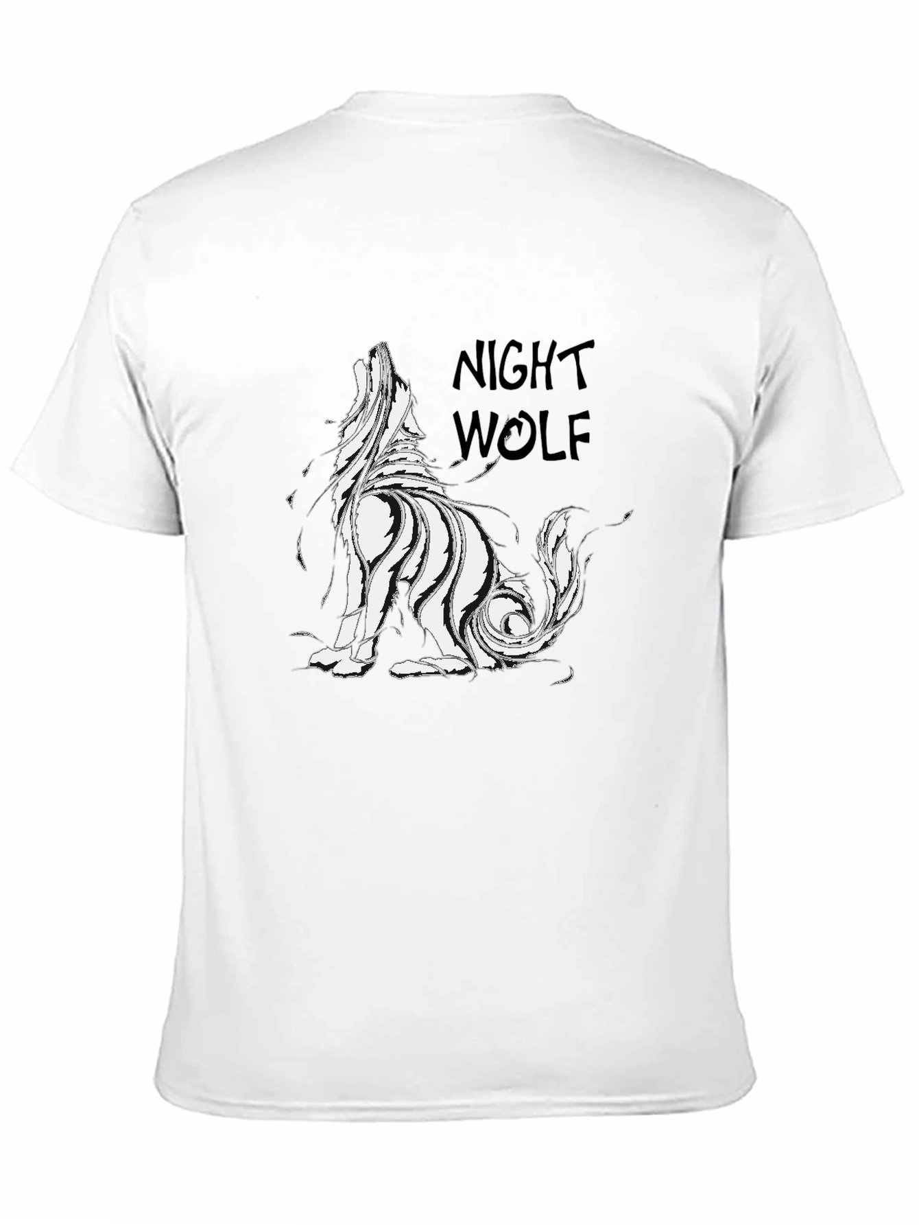 Night Wolf Graphic Print Black T-Shirt