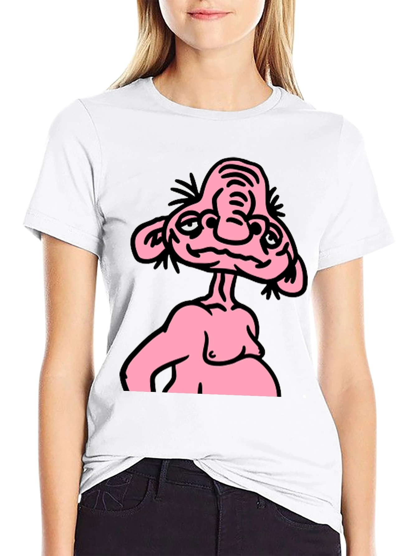 Funny Pink Cartoon Character Graphic Tee