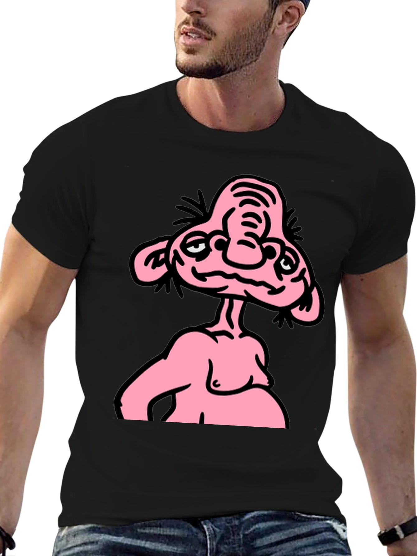 Funny Pink Cartoon Character Graphic Tee