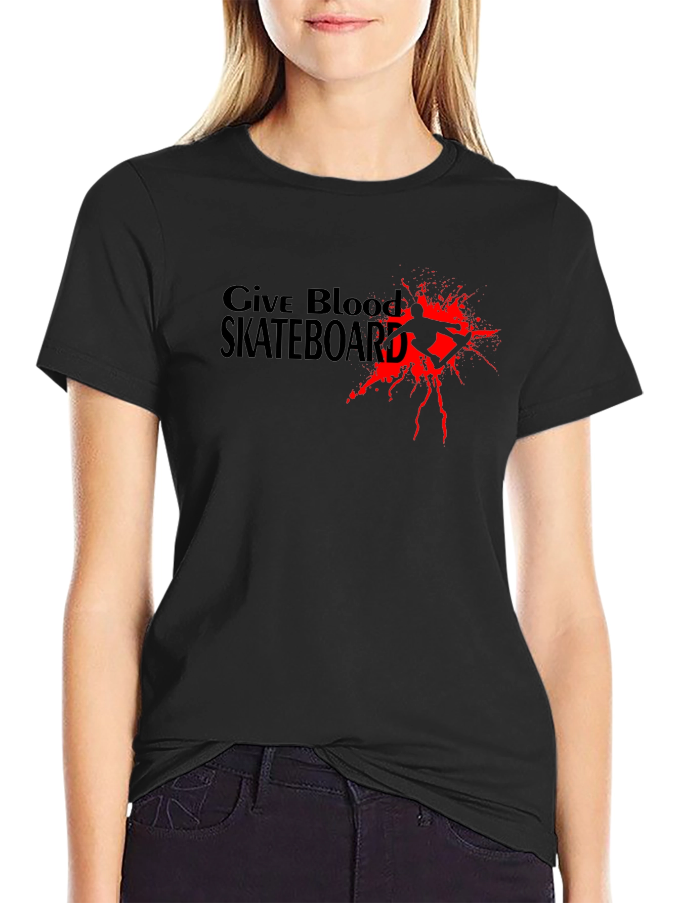 Give Blood Skateboard Black T-Shirt