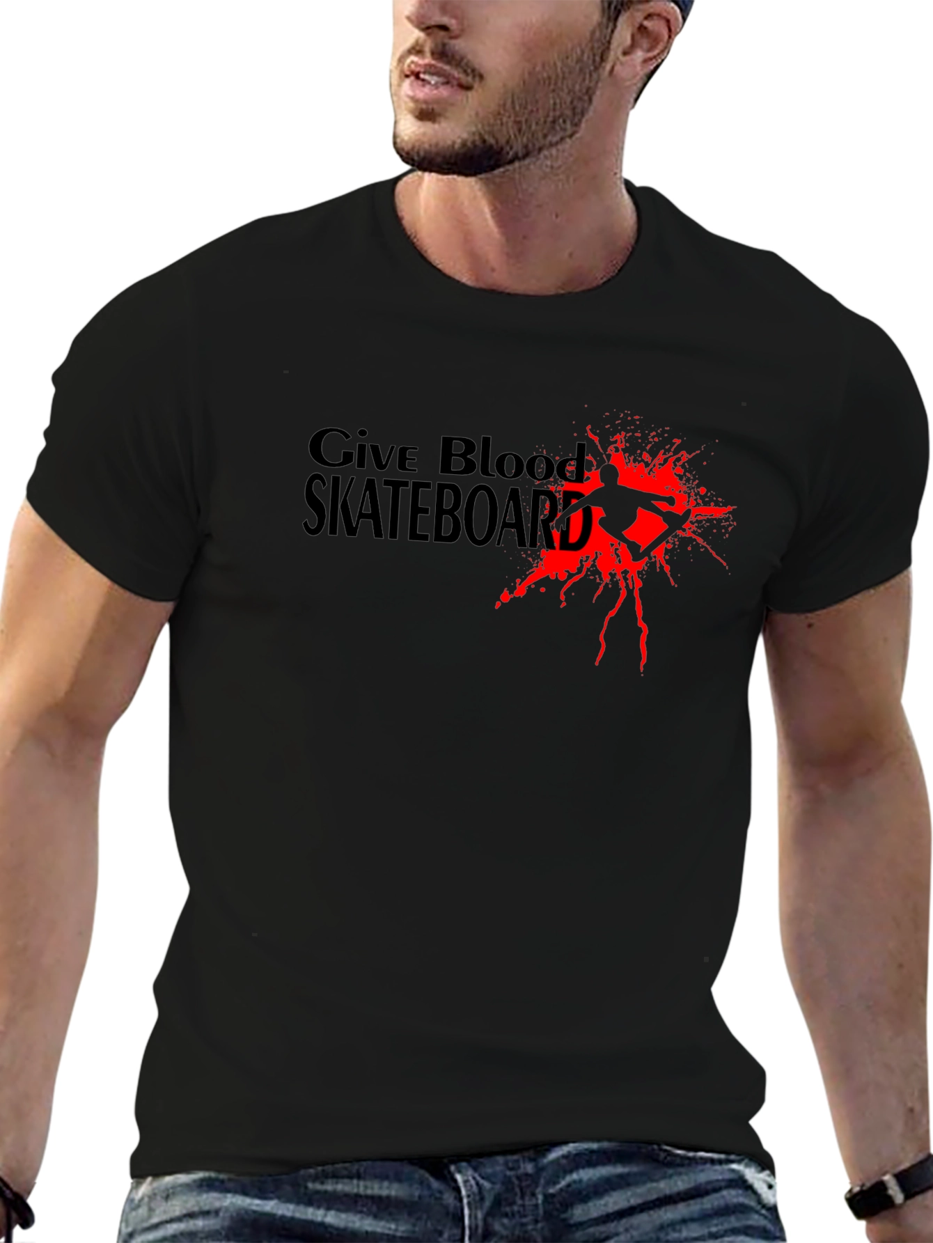 Give Blood Skateboard Black T-Shirt
