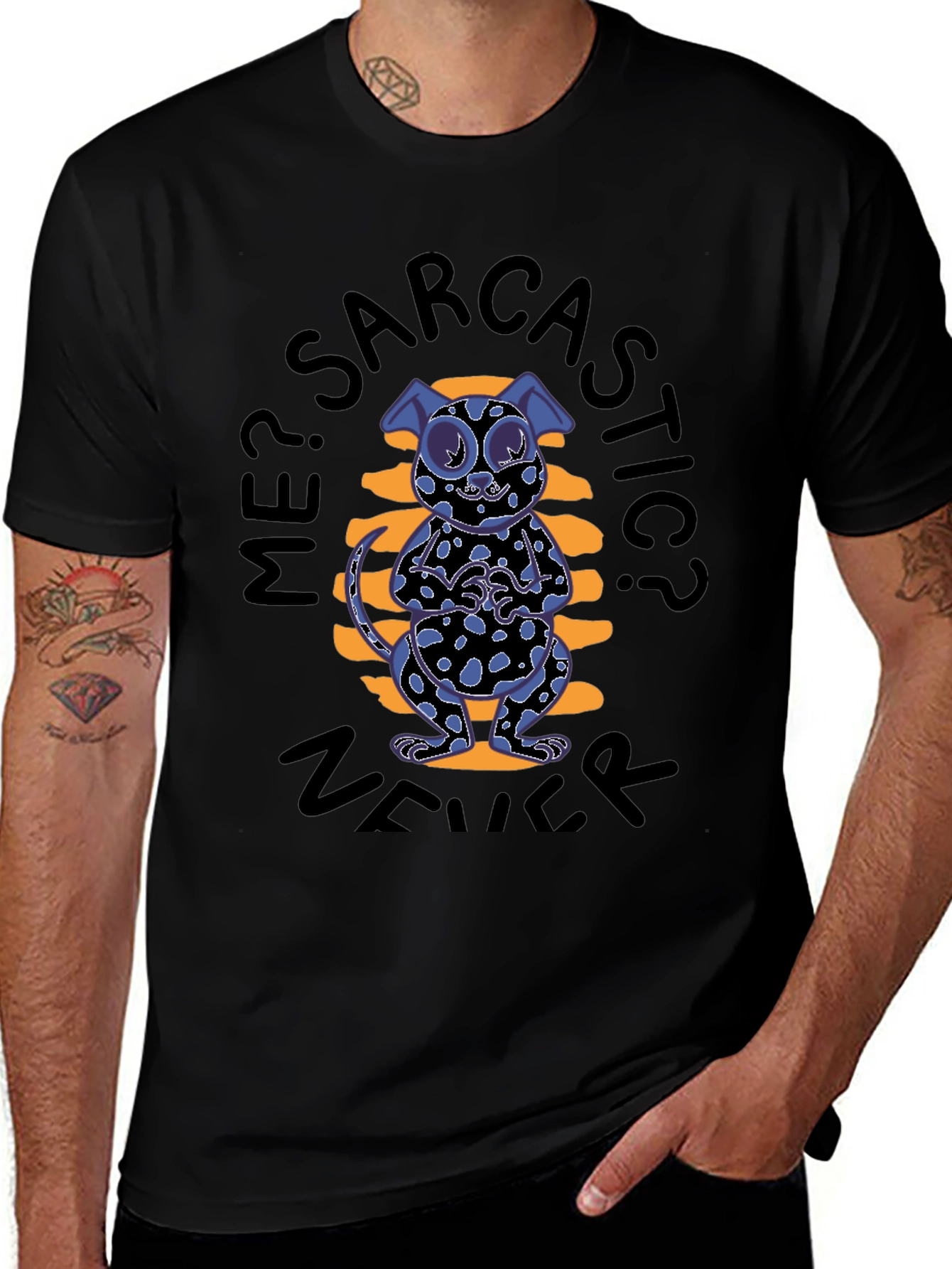 Sarcastic Cat Graphic Tee - Black