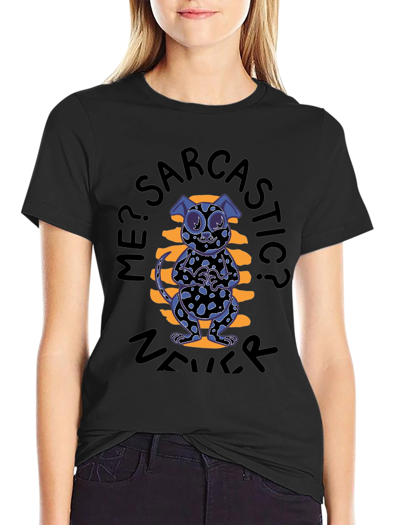 Sarcastic Cat Graphic Tee - Black