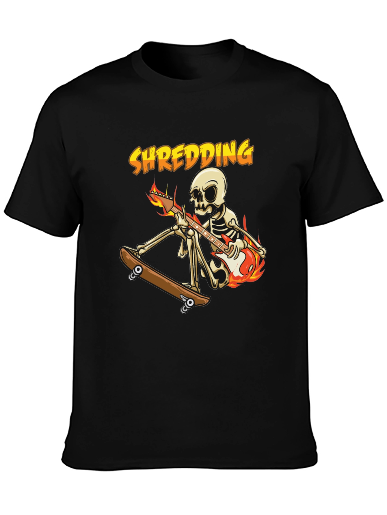 Shredding Skeleton Guitarist Graphic Tee
